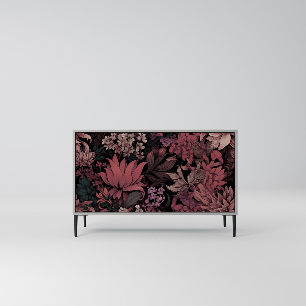 Buffet 2 portes FLORAL WHISPER finition grise