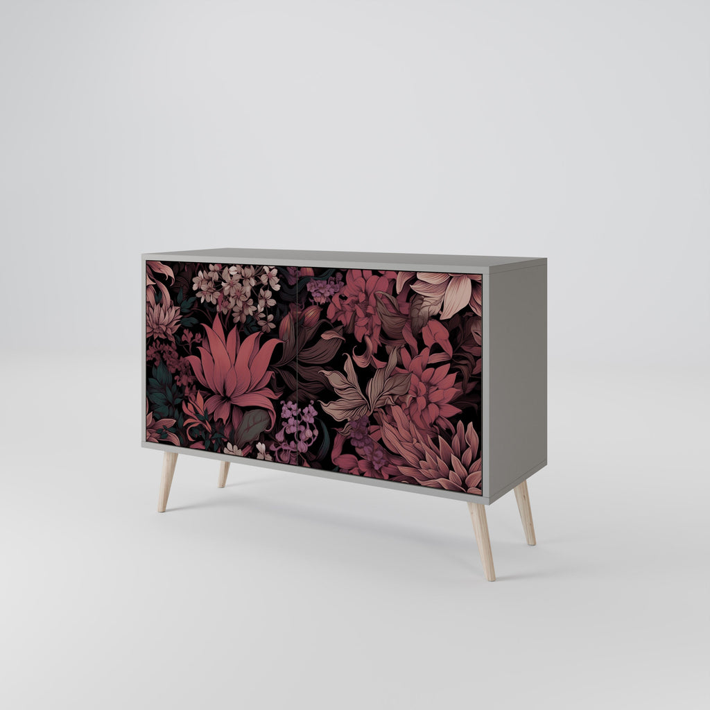 Buffet 2 portes FLORAL WHISPER finition grise