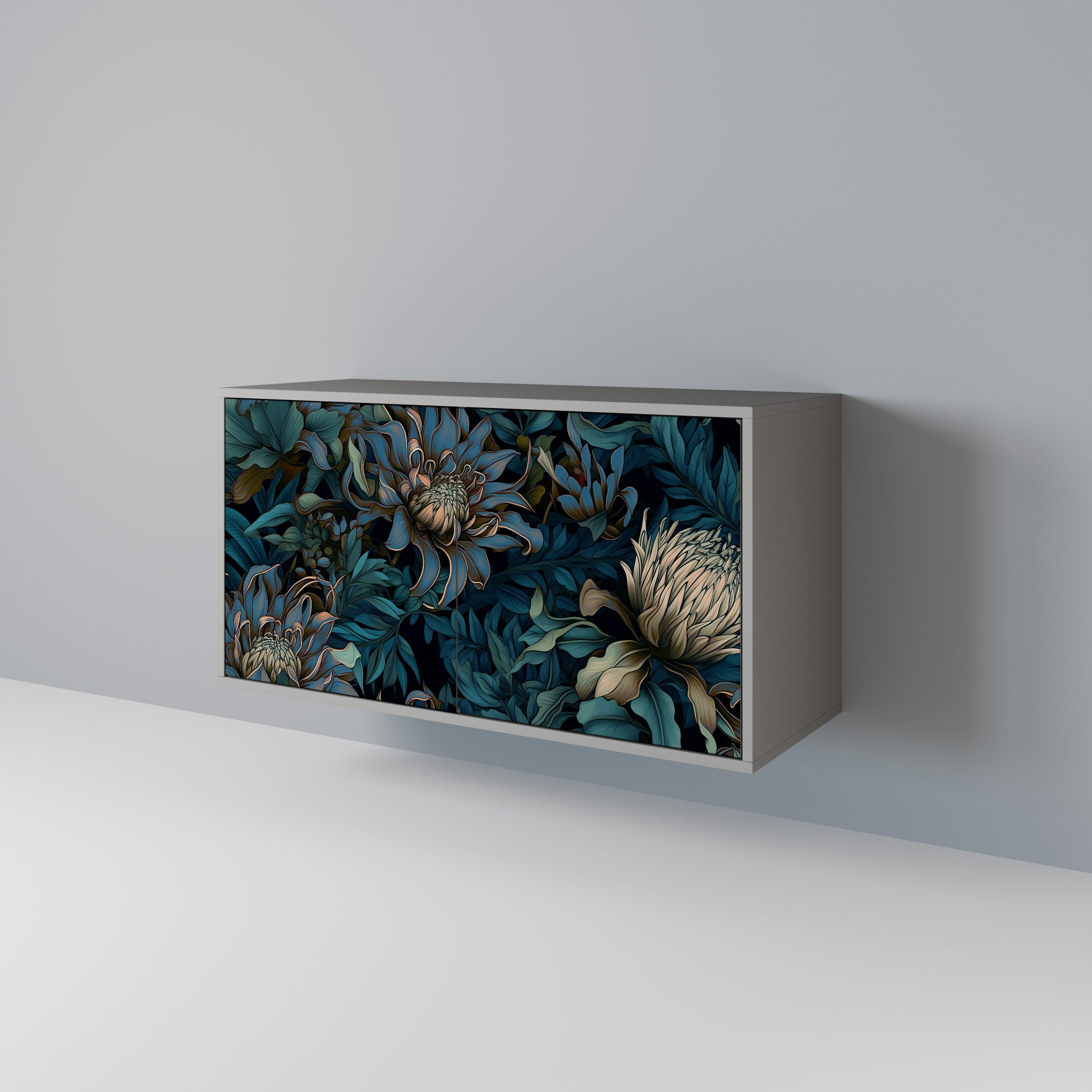 Buffet 2 portes TWILIGHT BLOOM finition grise