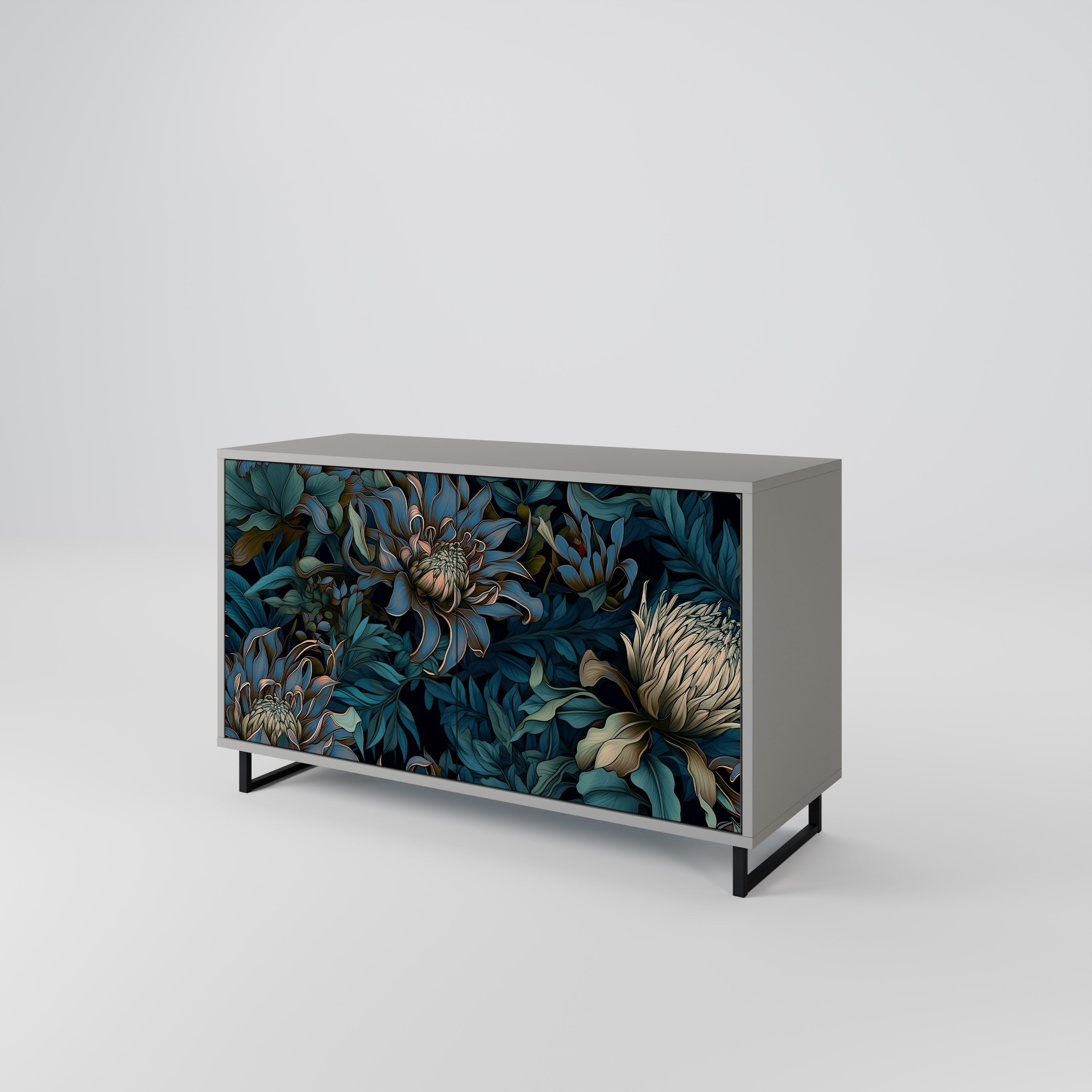 Buffet 2 portes TWILIGHT BLOOM finition grise