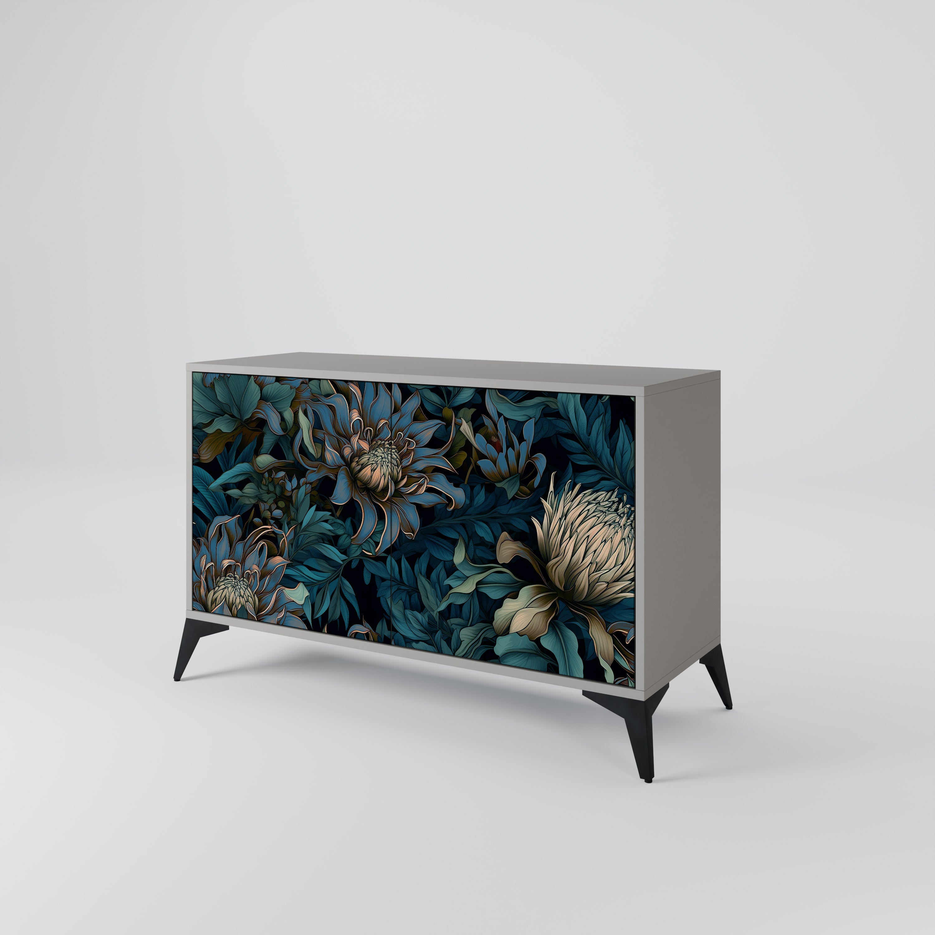 Buffet 2 portes TWILIGHT BLOOM finition grise