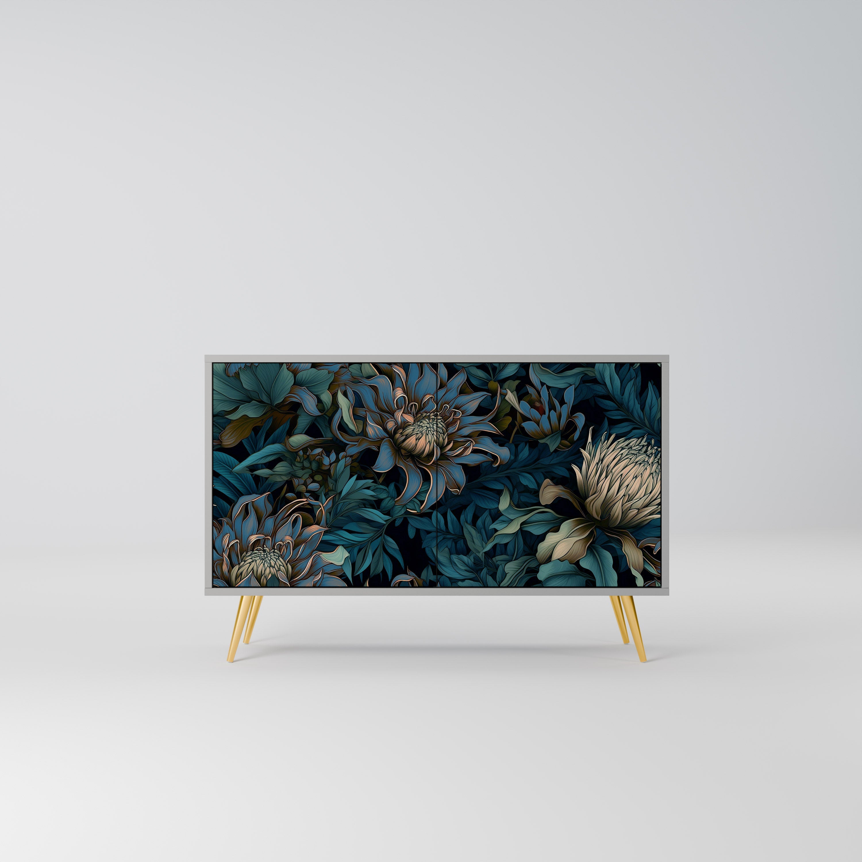 Buffet 2 portes TWILIGHT BLOOM finition grise