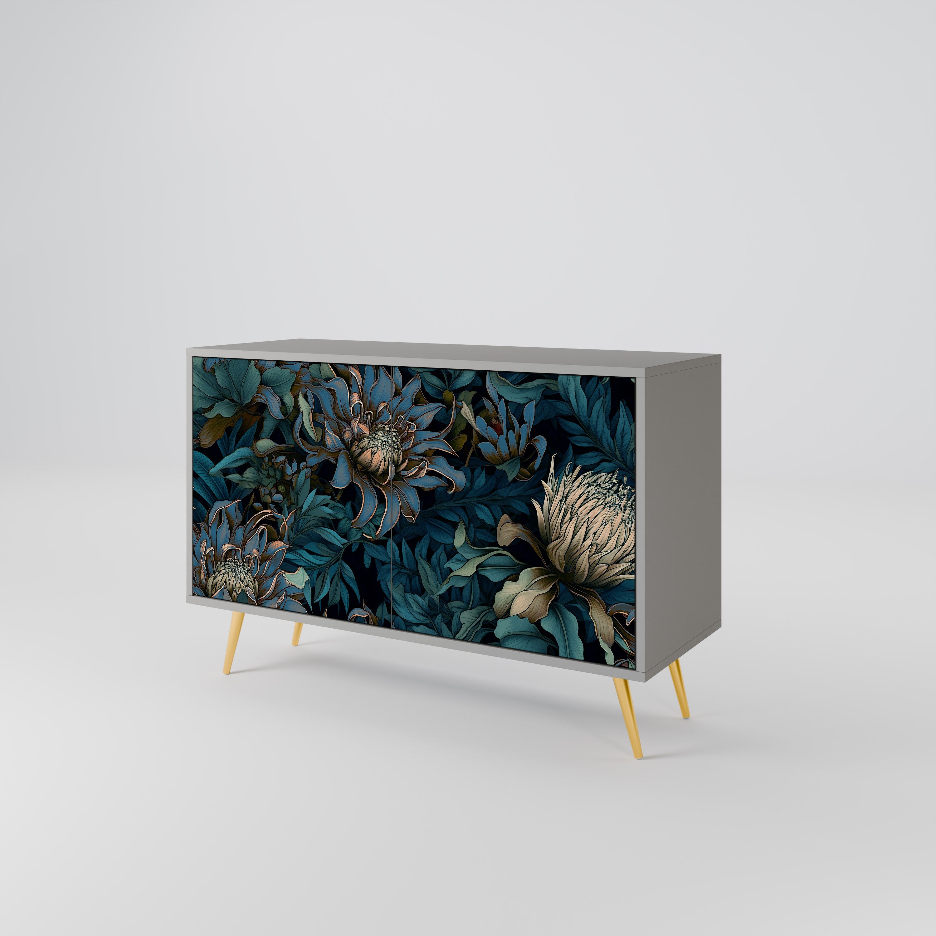 Buffet 2 portes TWILIGHT BLOOM finition grise
