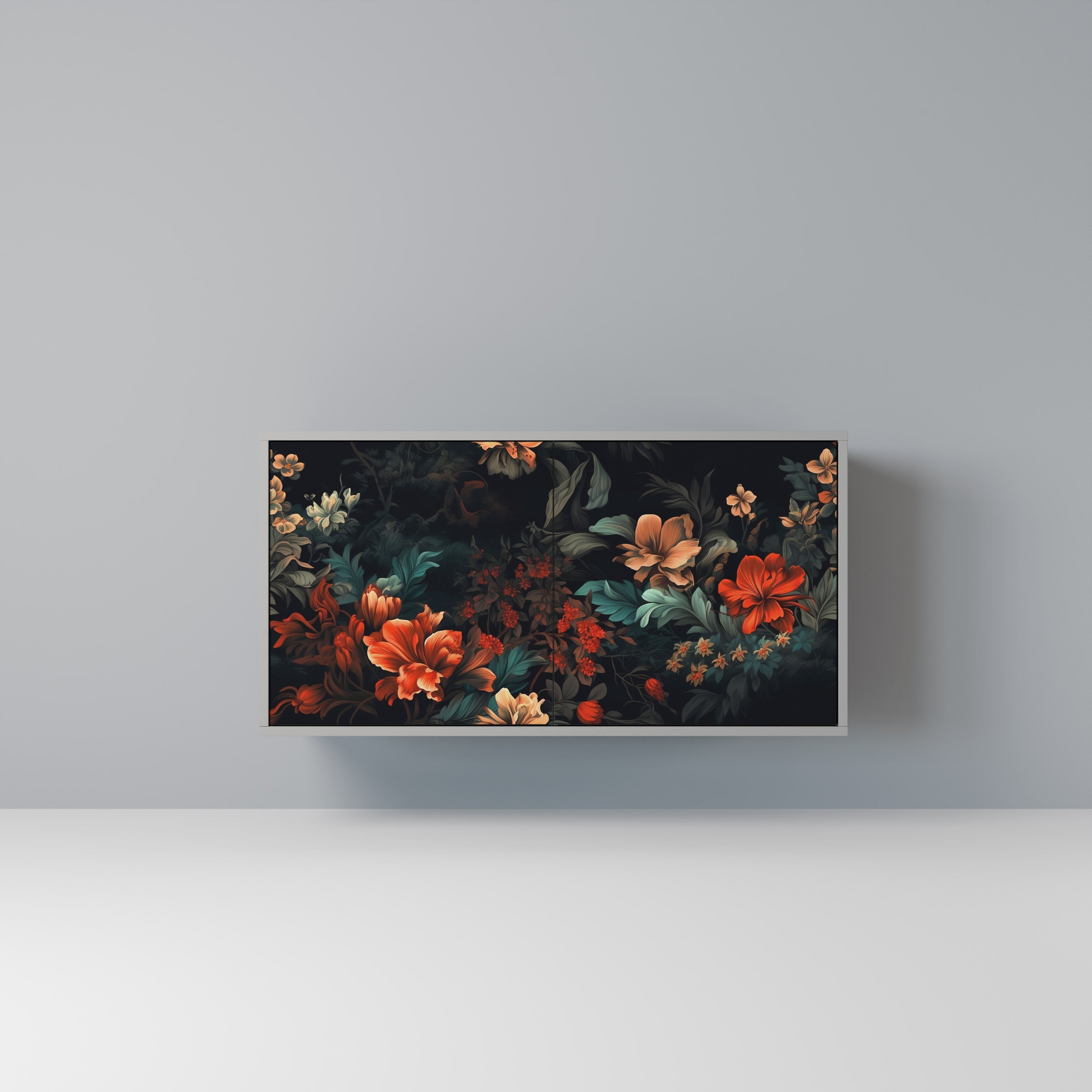 Buffet 2 portes IMAGINARY BLOSSOM finition grise