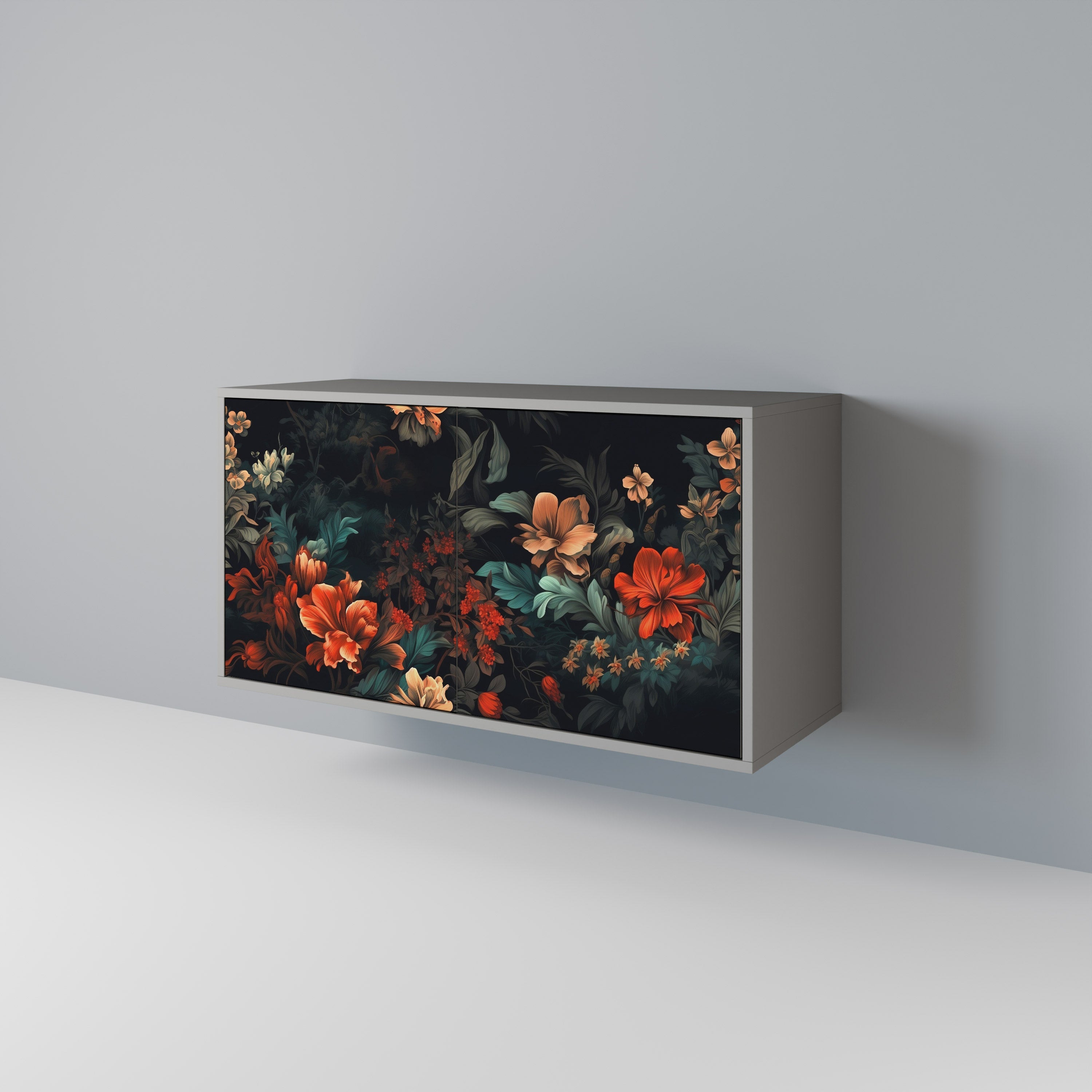 Buffet 2 portes IMAGINARY BLOSSOM finition grise