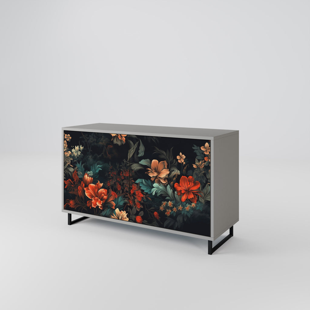Buffet 2 portes IMAGINARY BLOSSOM finition grise