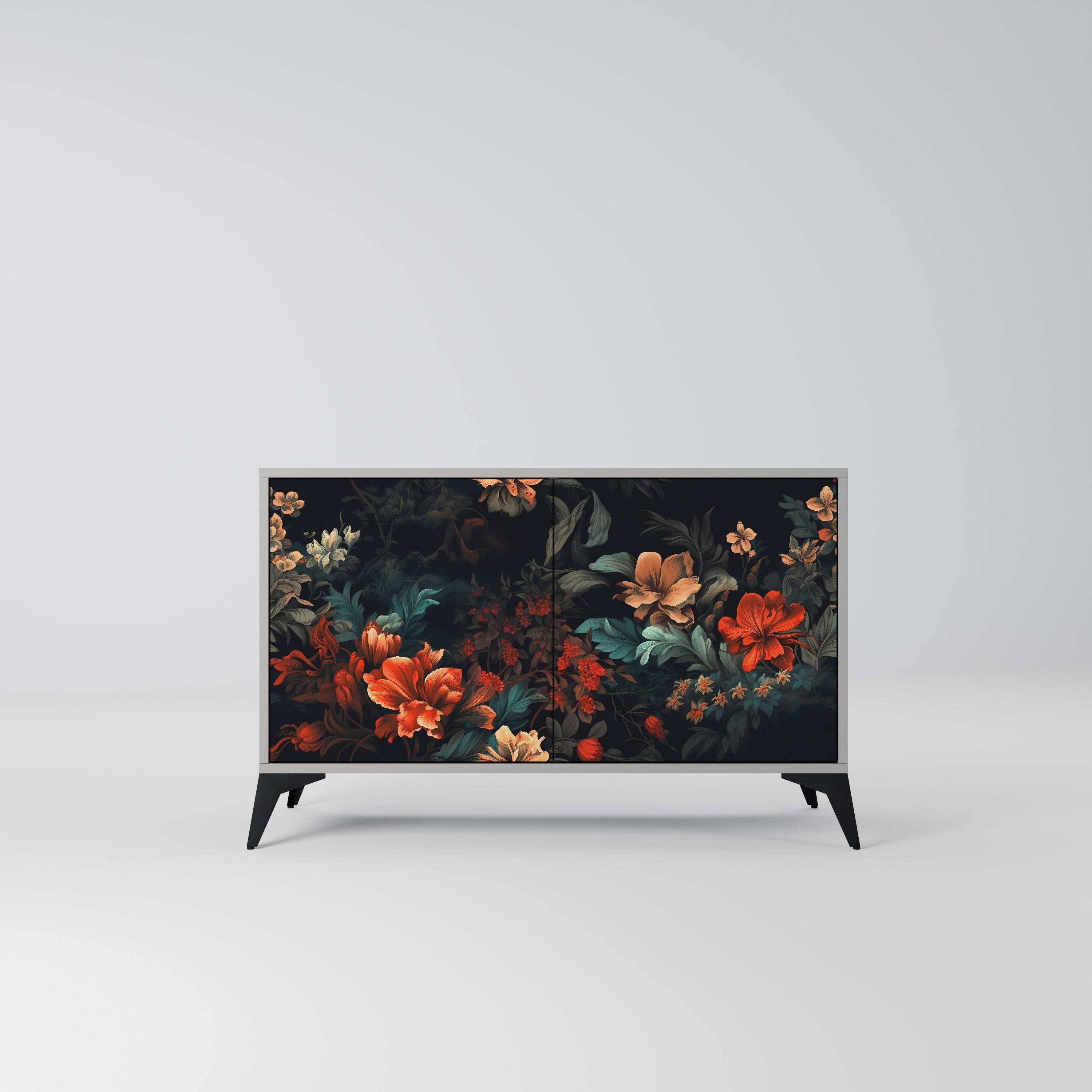 Buffet 2 portes IMAGINARY BLOSSOM finition grise