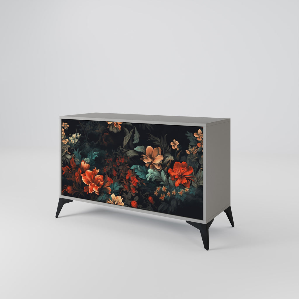 Buffet 2 portes IMAGINARY BLOSSOM finition grise