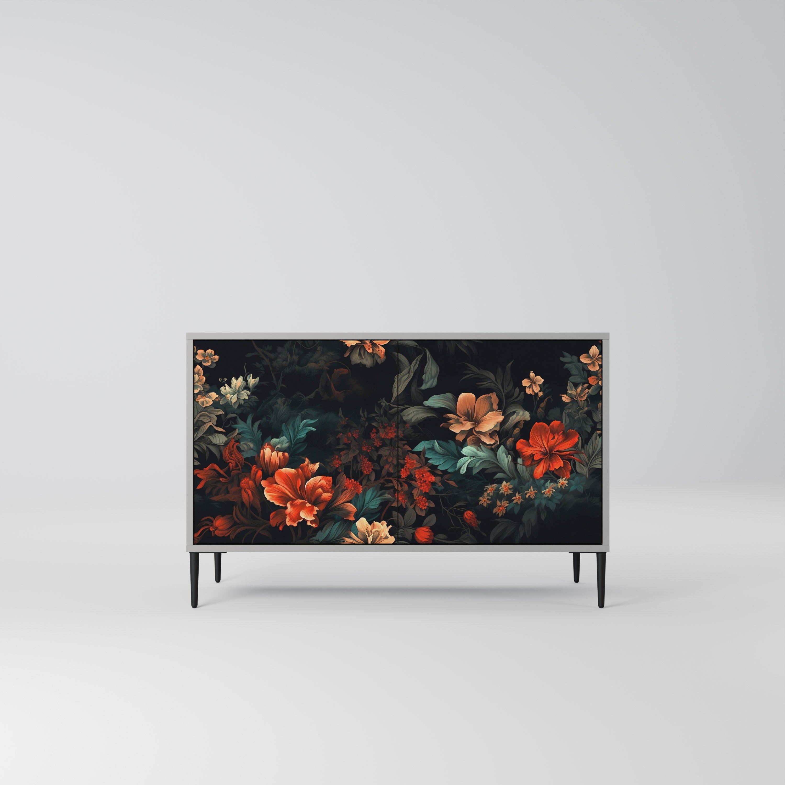 Buffet 2 portes IMAGINARY BLOSSOM finition grise