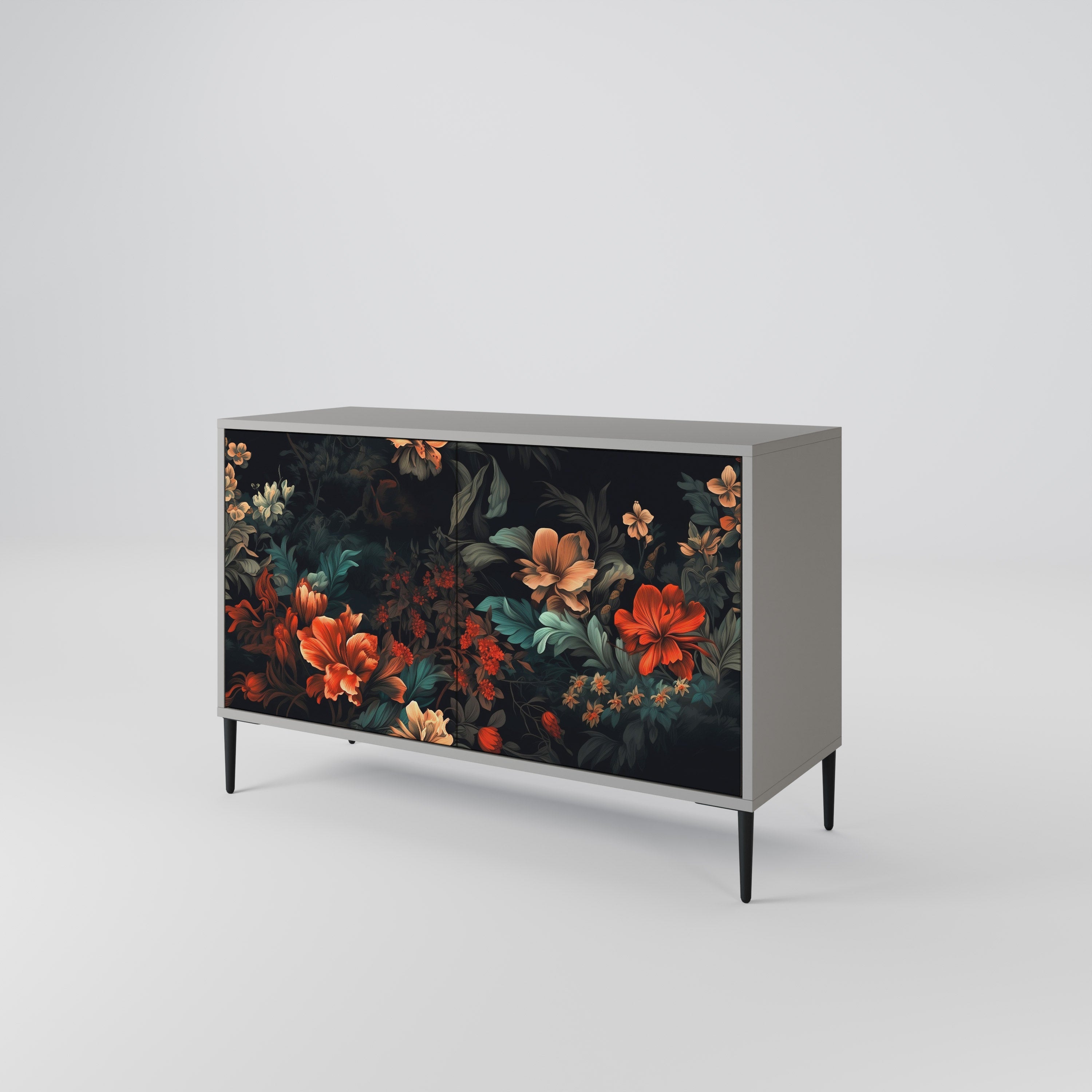 Buffet 2 portes IMAGINARY BLOSSOM finition grise