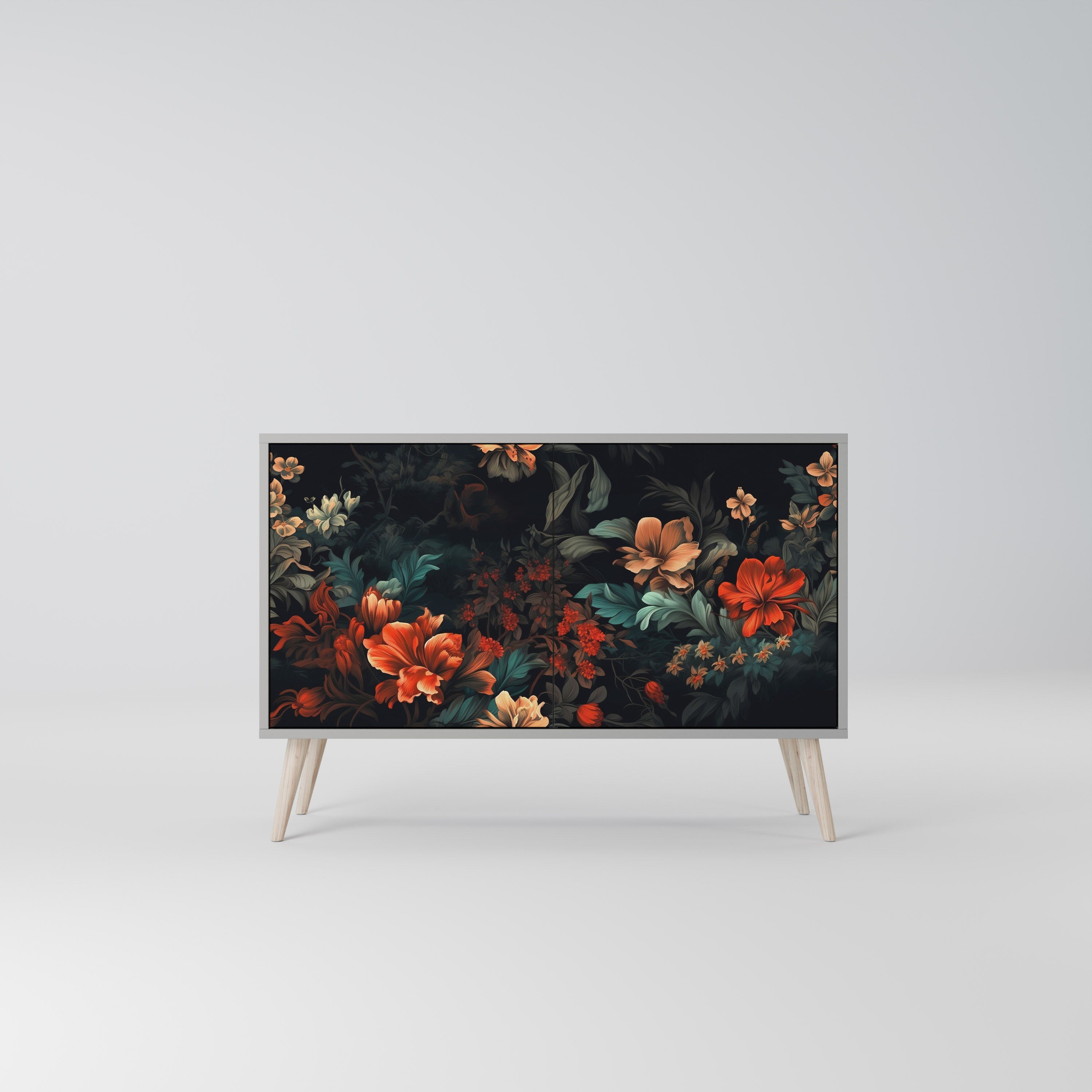 Buffet 2 portes IMAGINARY BLOSSOM finition grise
