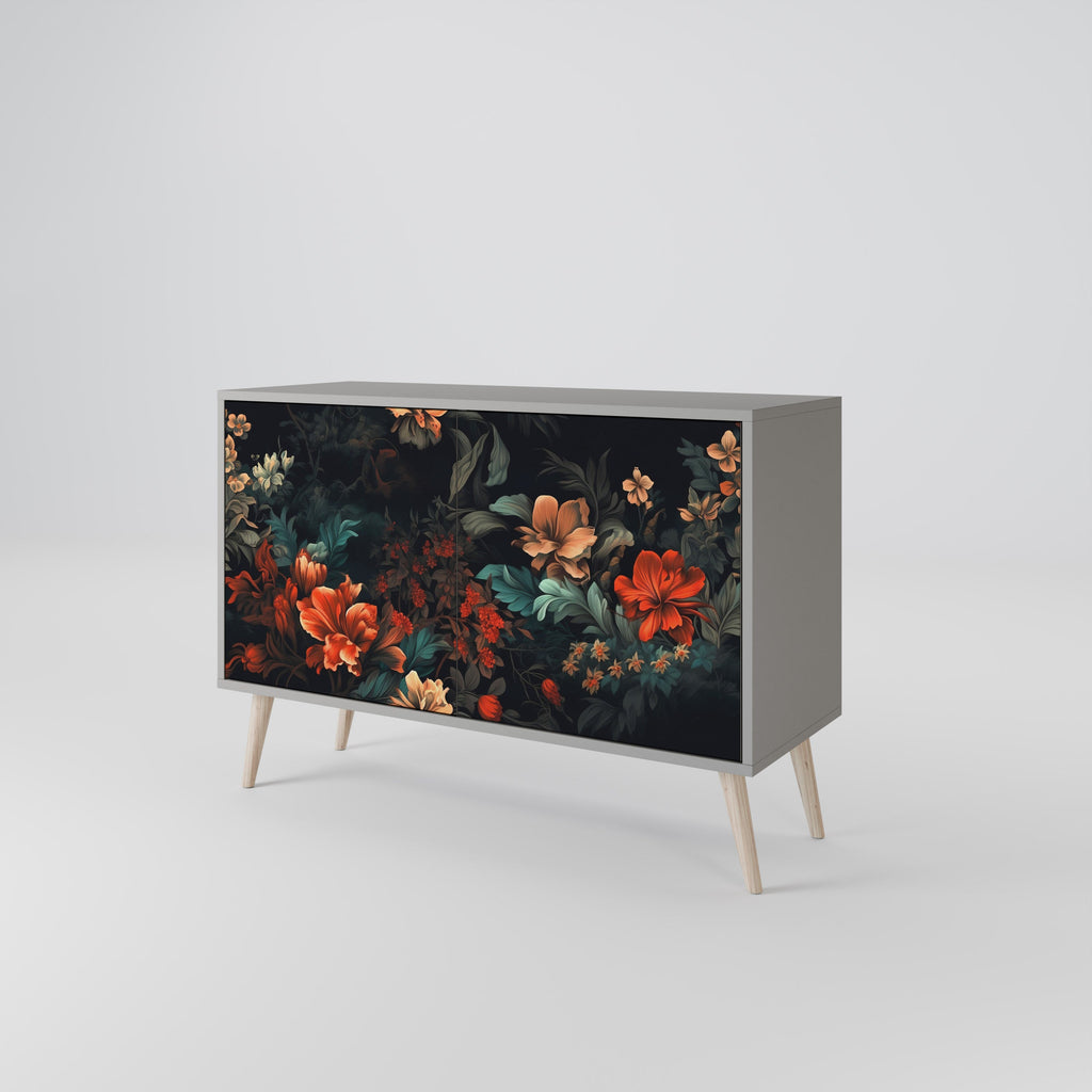Buffet 2 portes IMAGINARY BLOSSOM finition grise