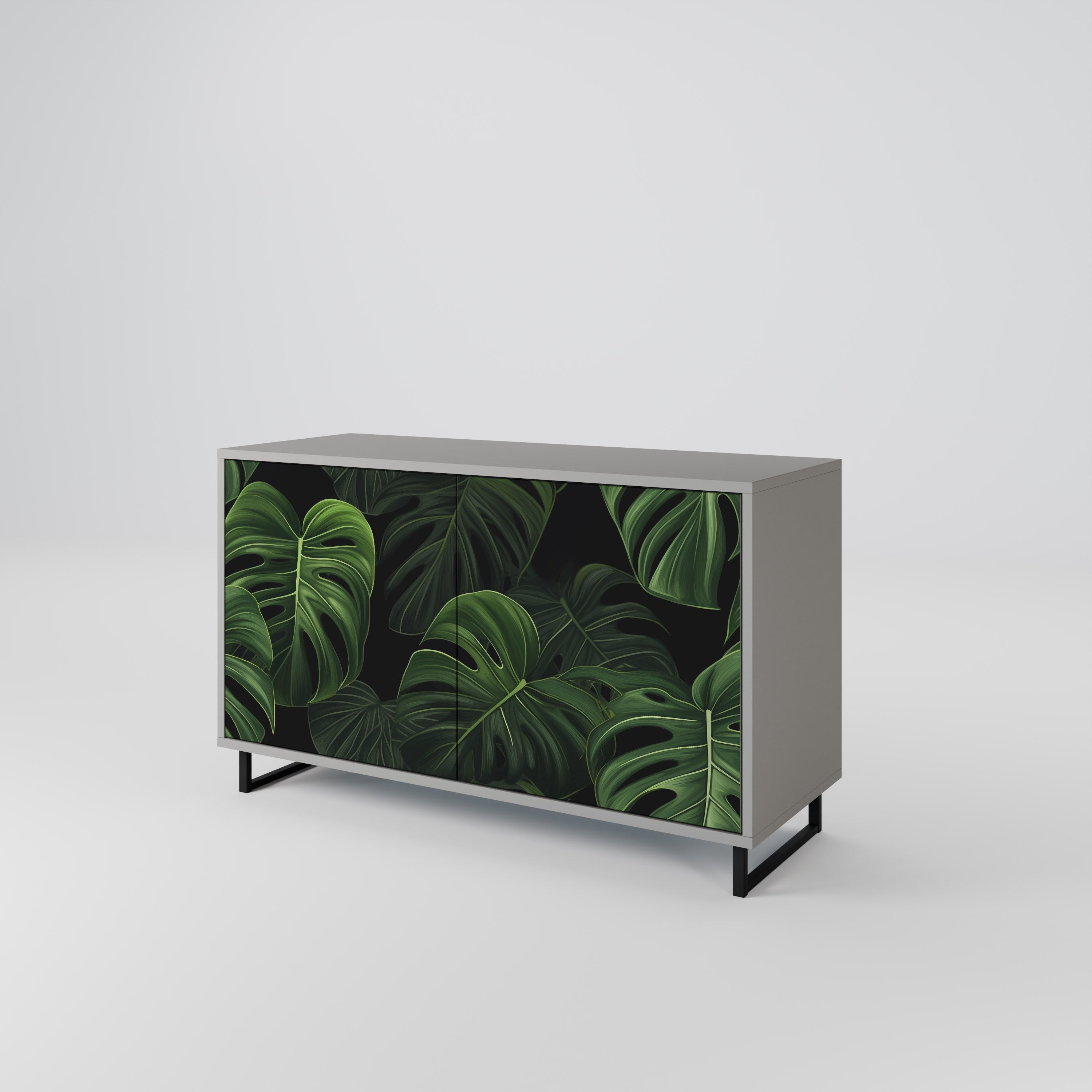 Buffet 2 portes INFINITE MONSTERA finition grise