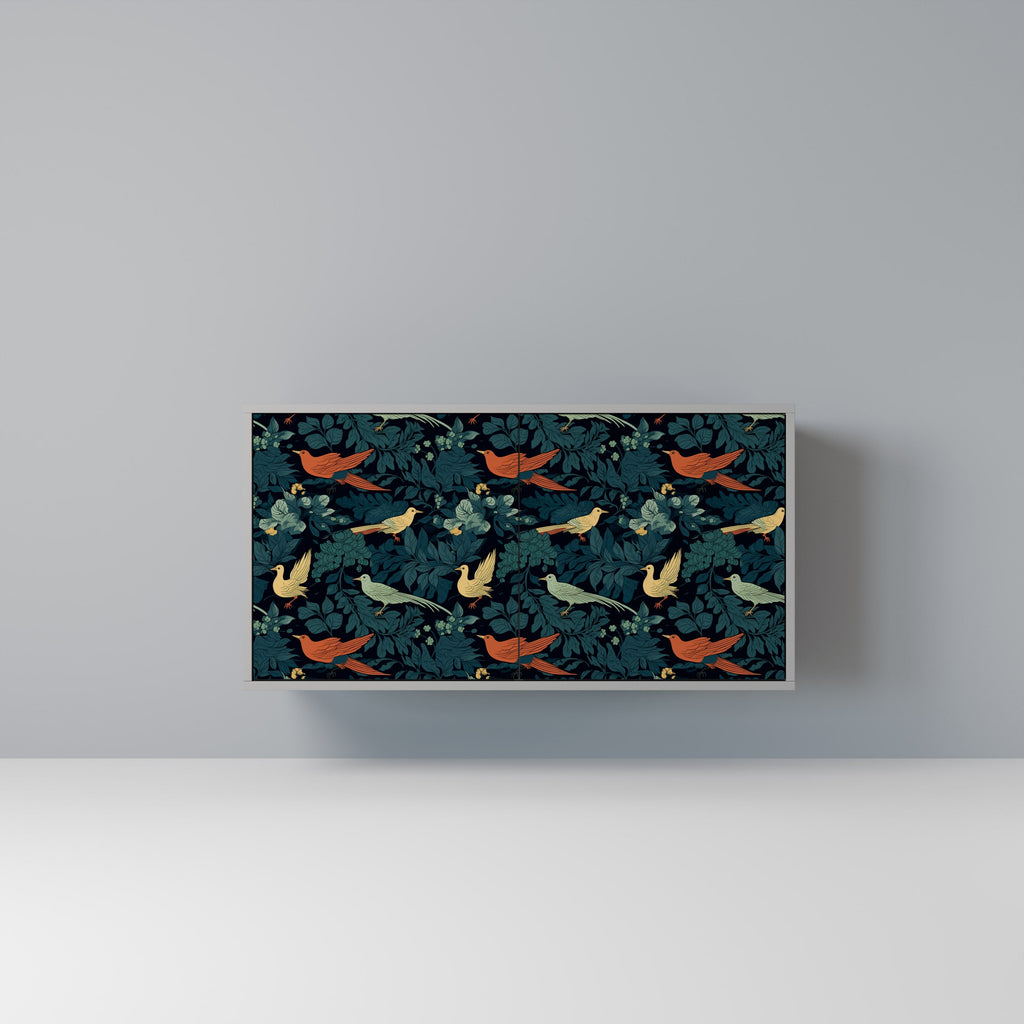 Buffet 2 portes FOWL ORNAMENT en finition grise