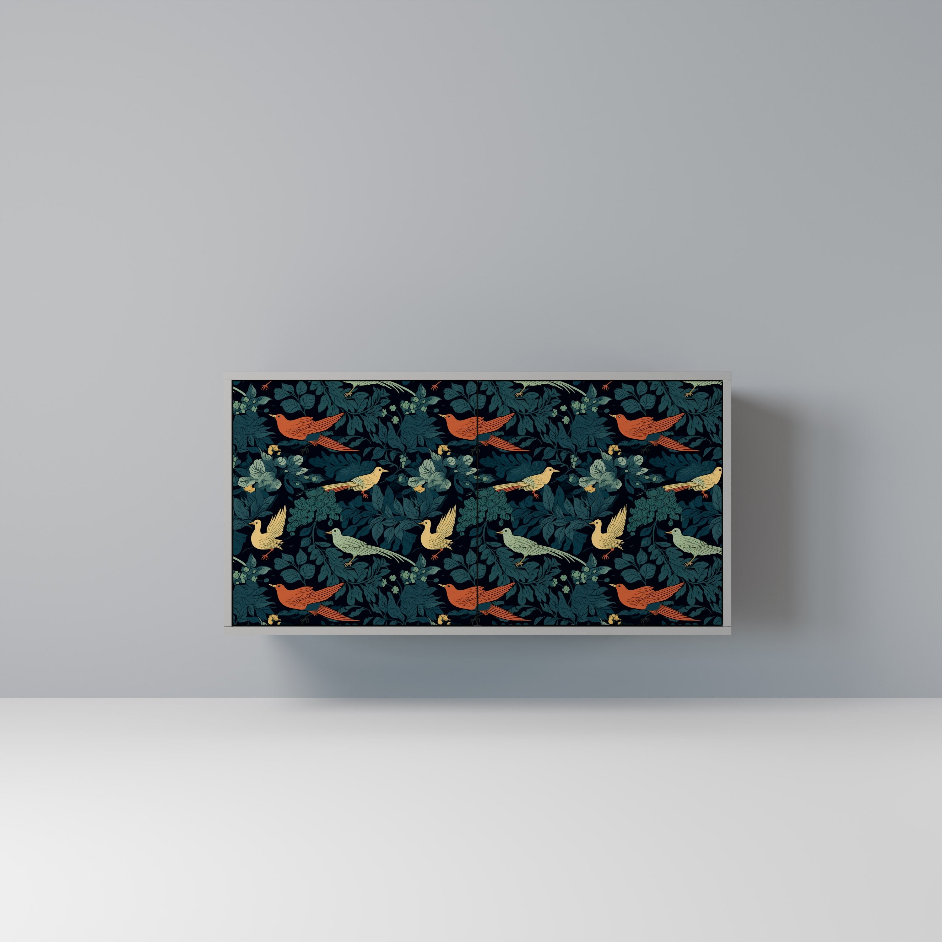 Buffet 2 portes FOWL ORNAMENT en finition grise