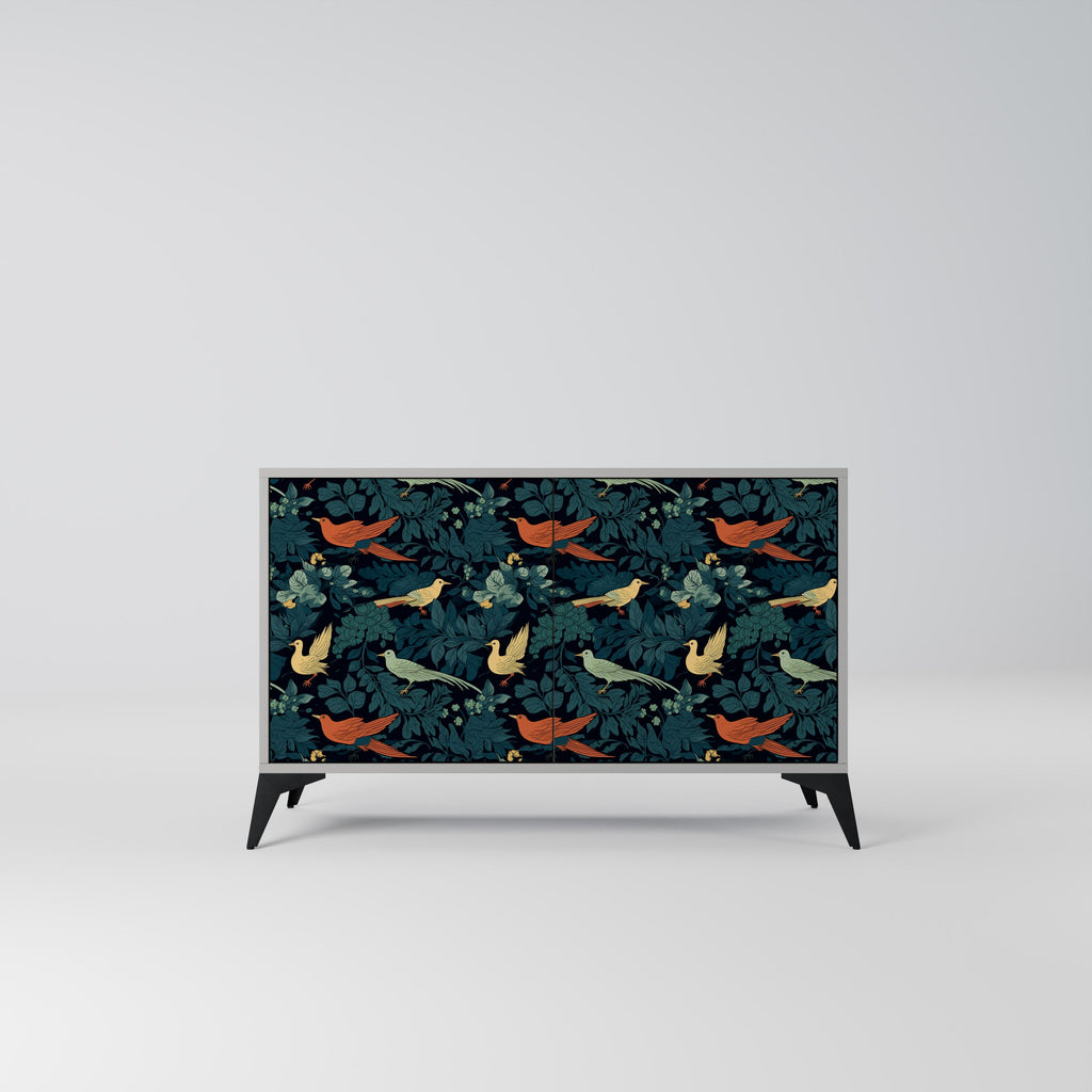 Buffet 2 portes FOWL ORNAMENT en finition grise