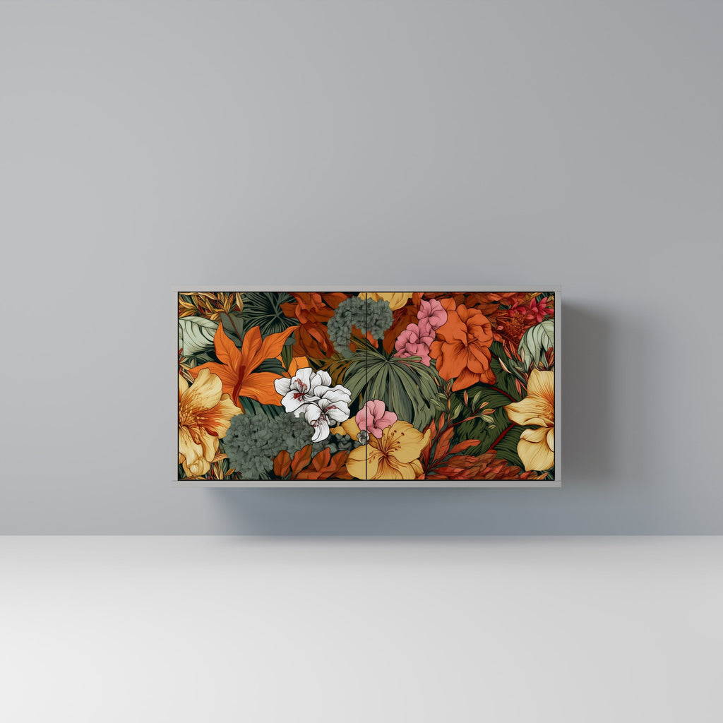 Buffet 2 portes RADIANT FLORA finition grise