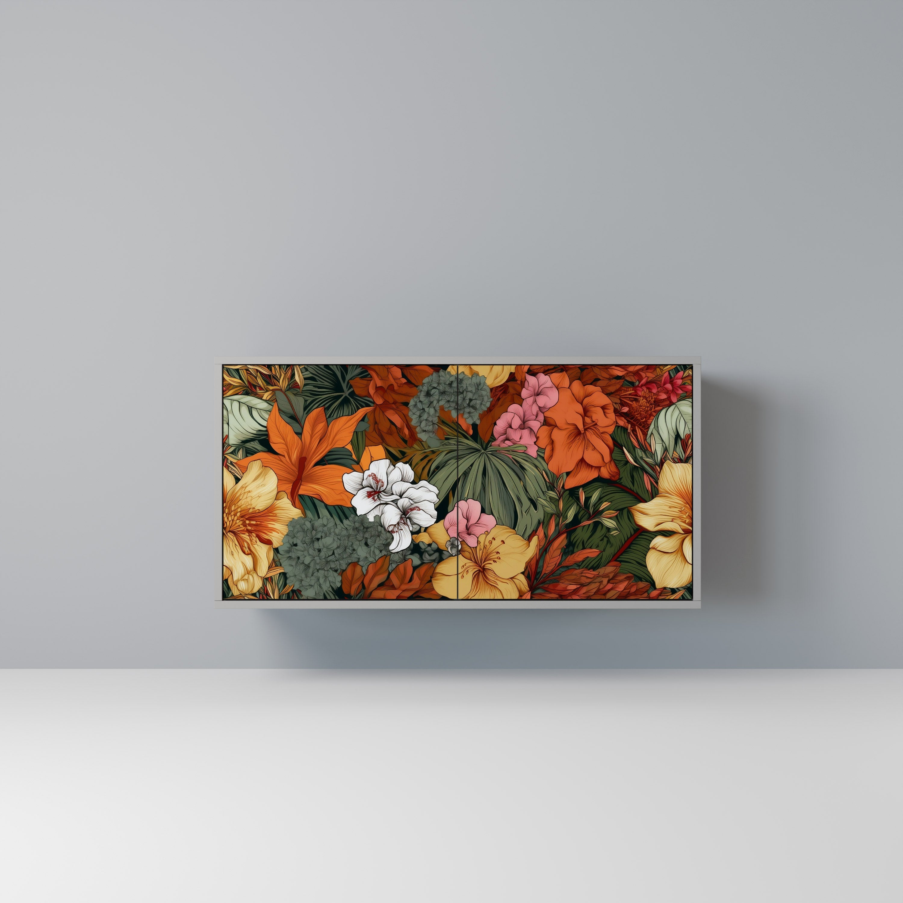 Buffet 2 portes RADIANT FLORA finition grise