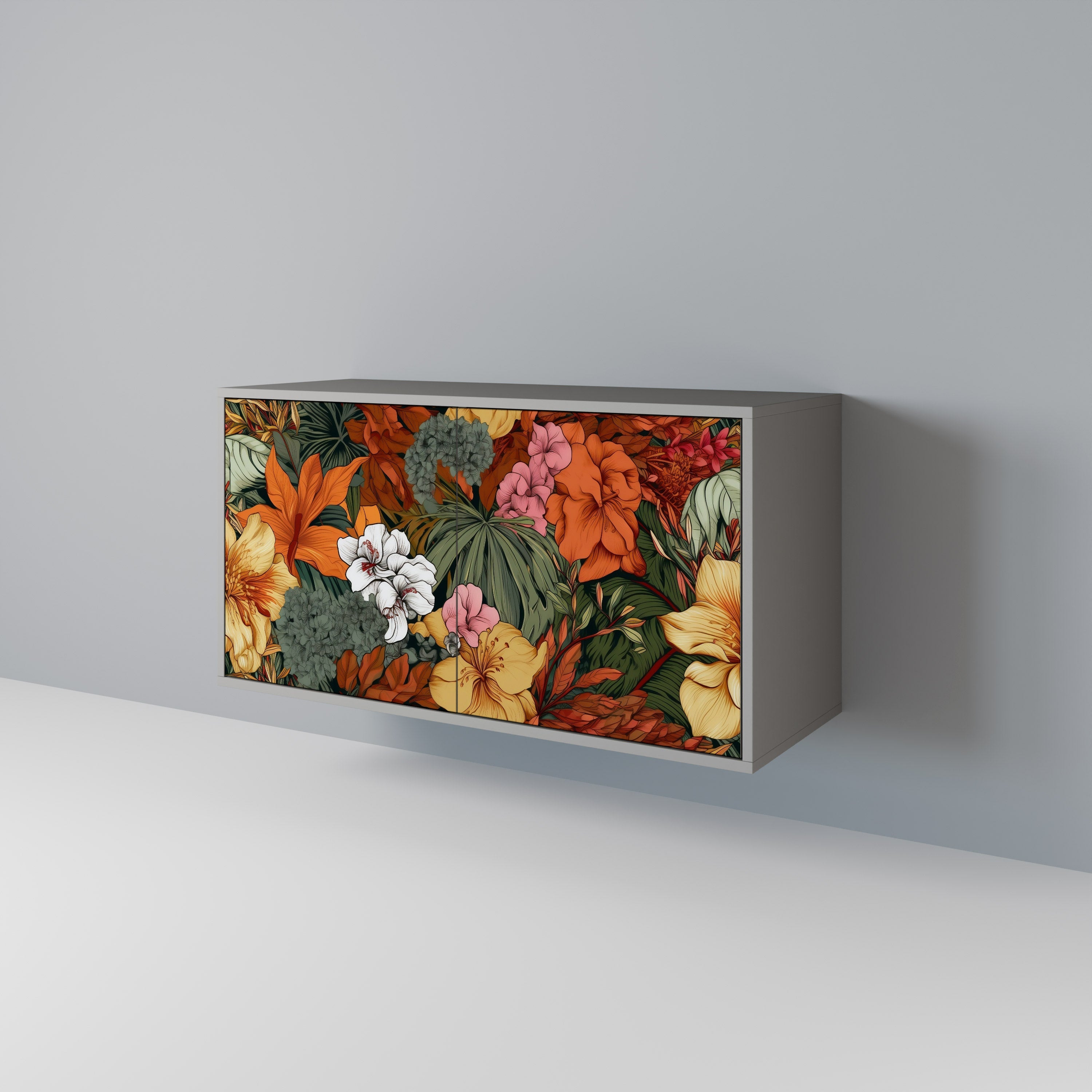 Buffet 2 portes RADIANT FLORA finition grise