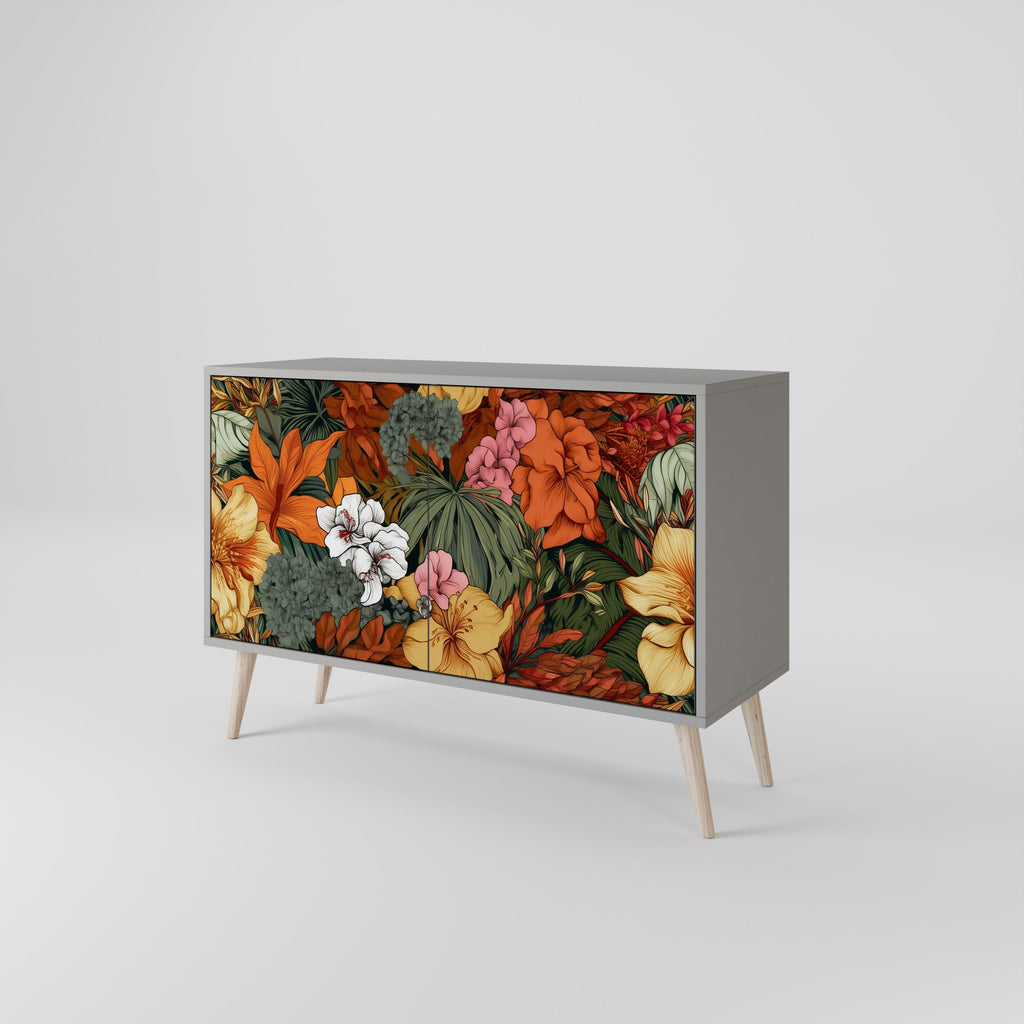 Buffet 2 portes RADIANT FLORA finition grise