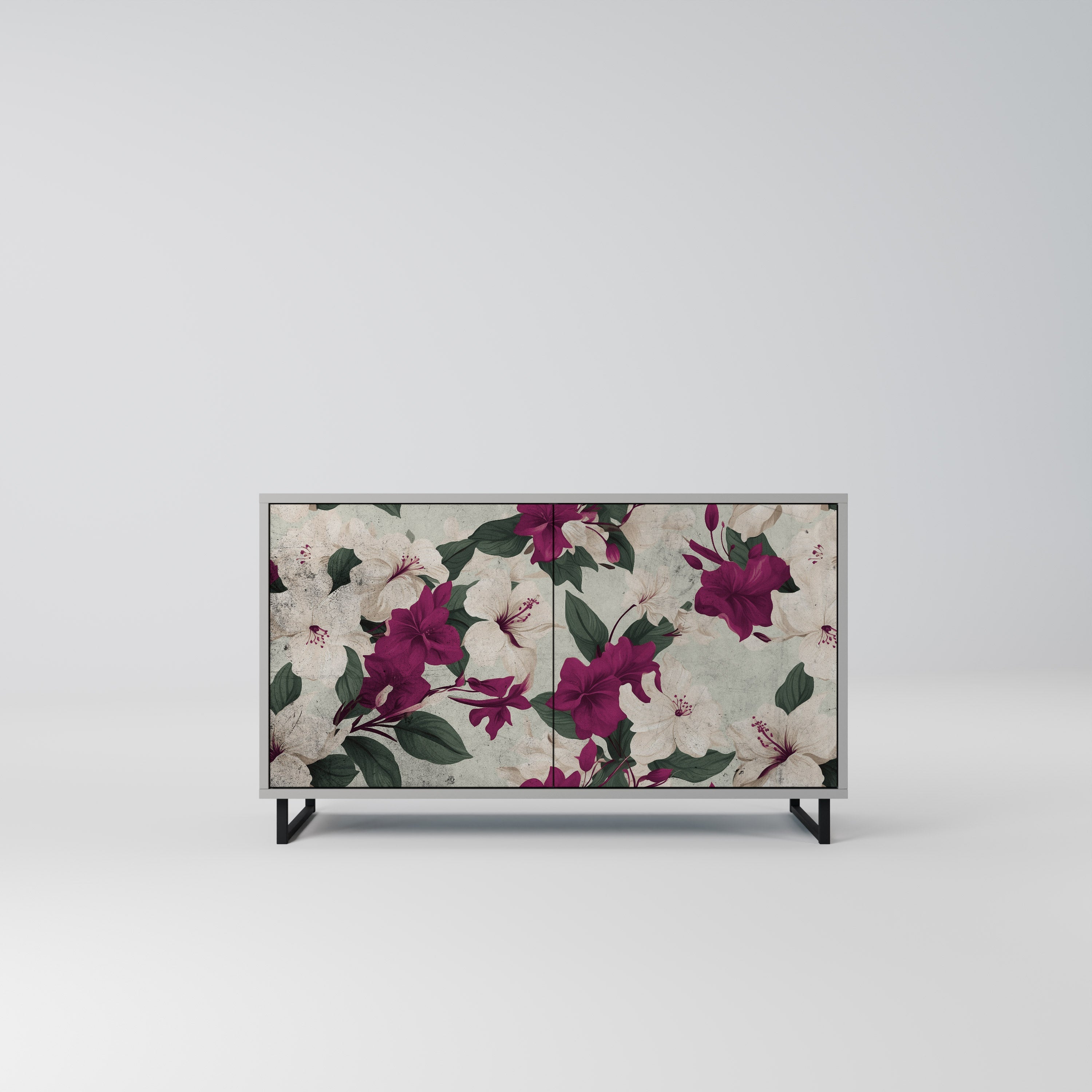 Buffet 2 portes FLOWERET DREAM finition grise