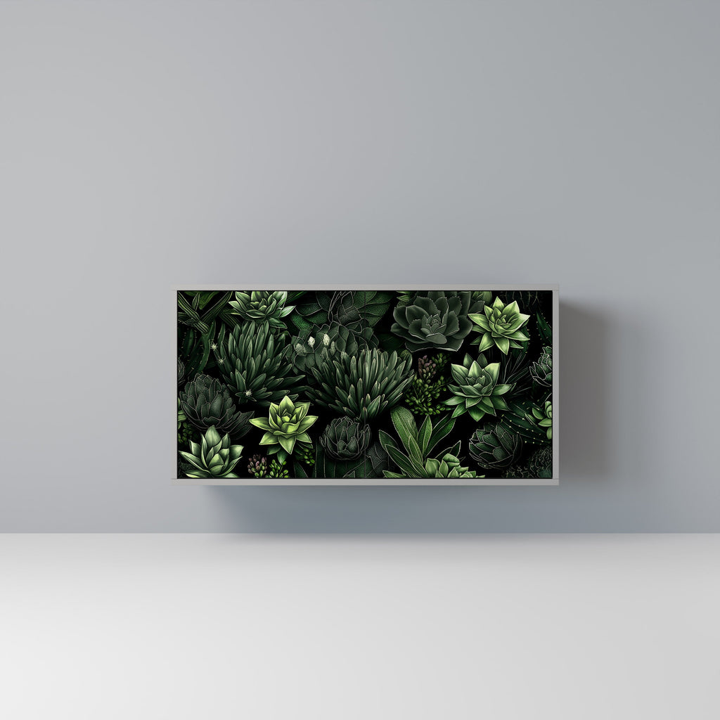 Buffet 2 portes SUCCULENT JUNGLE en finition grise
