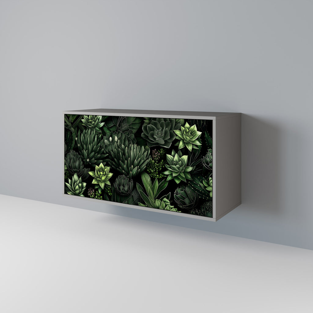 Buffet 2 portes SUCCULENT JUNGLE en finition grise