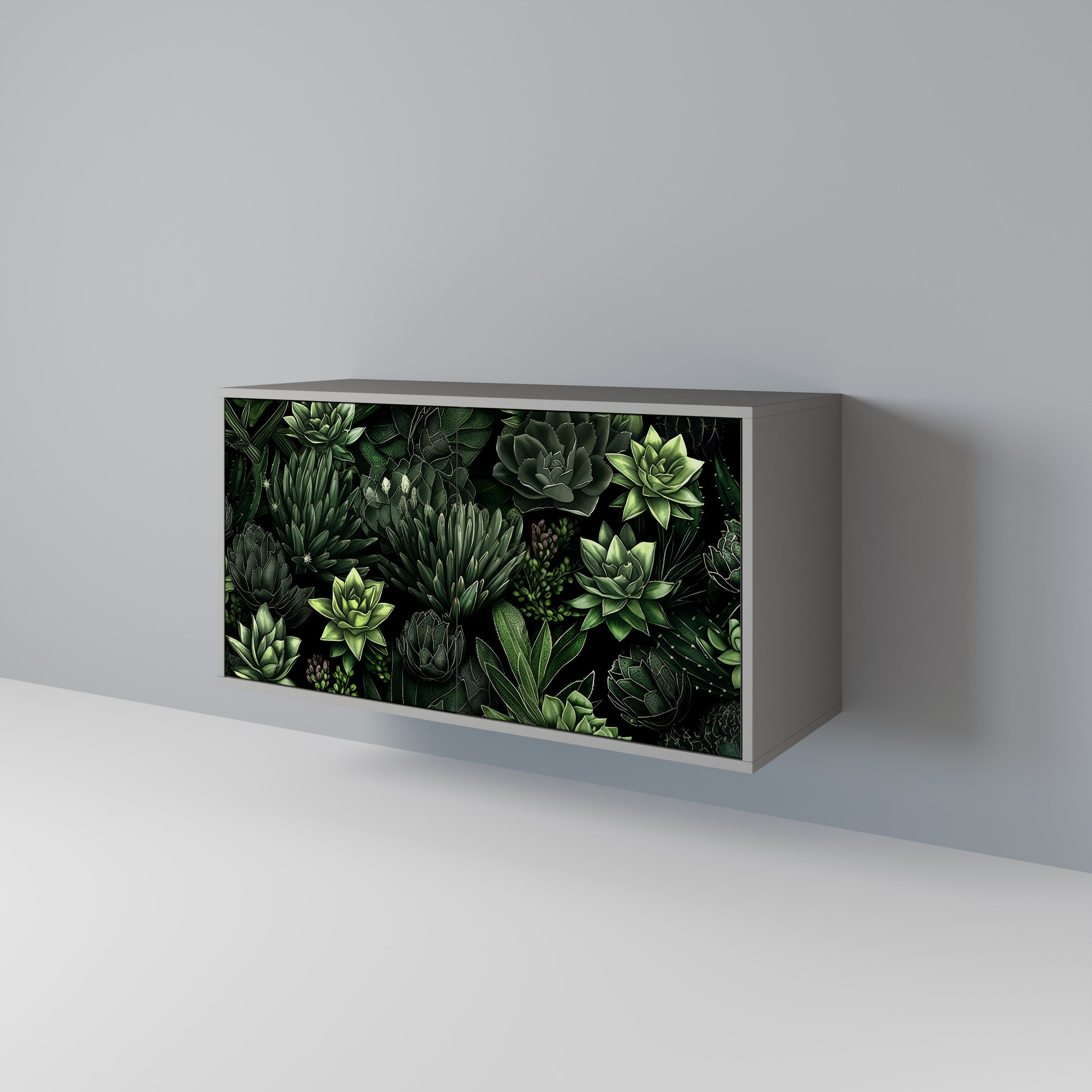Buffet 2 portes SUCCULENT JUNGLE en finition grise