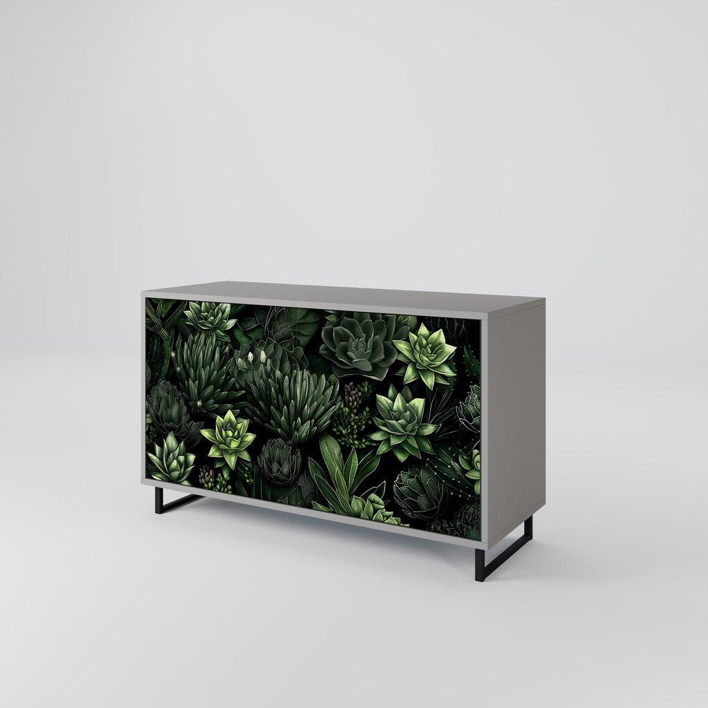 Buffet 2 portes SUCCULENT JUNGLE en finition grise