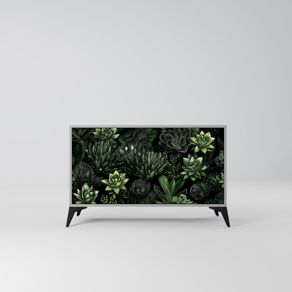 Buffet 2 portes SUCCULENT JUNGLE en finition grise