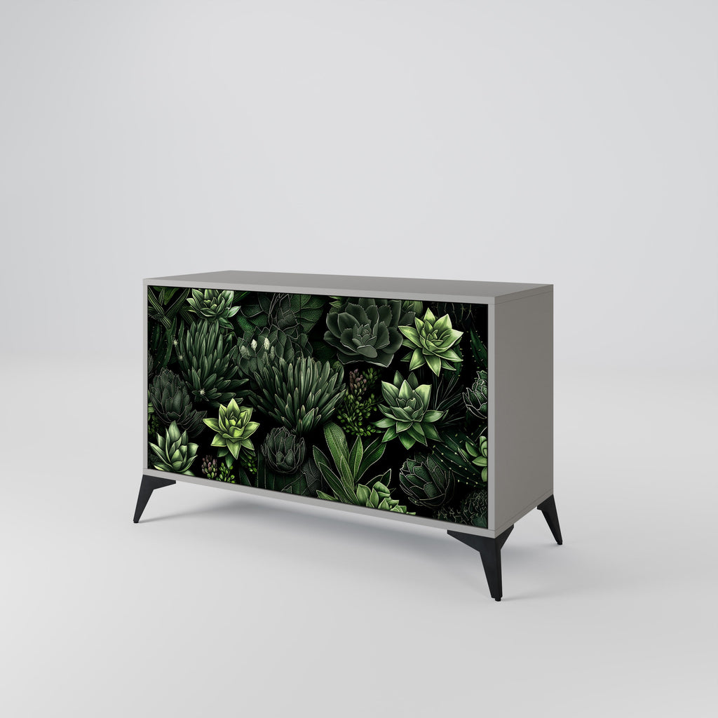 Buffet 2 portes SUCCULENT JUNGLE en finition grise
