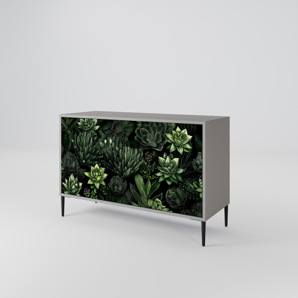 Buffet 2 portes SUCCULENT JUNGLE en finition grise