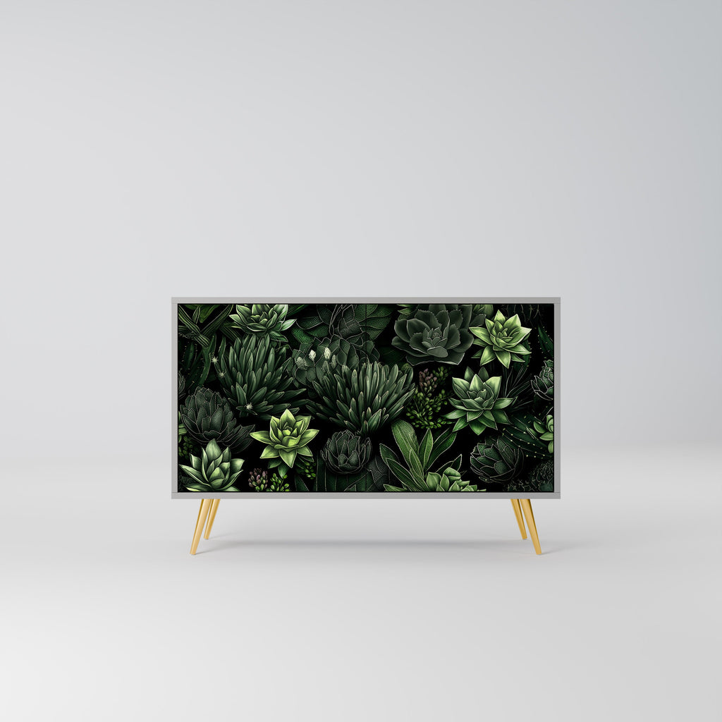 Buffet 2 portes SUCCULENT JUNGLE en finition grise