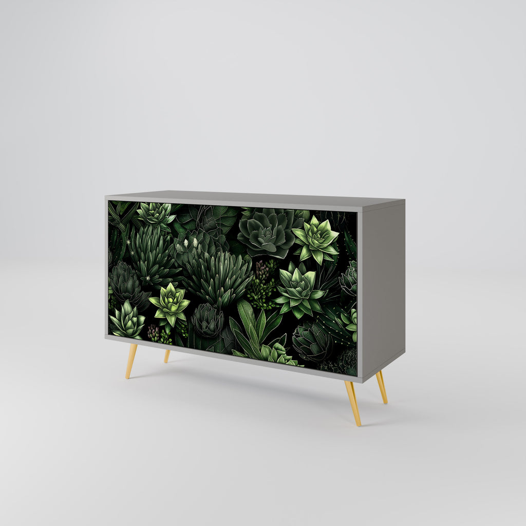 Buffet 2 portes SUCCULENT JUNGLE en finition grise