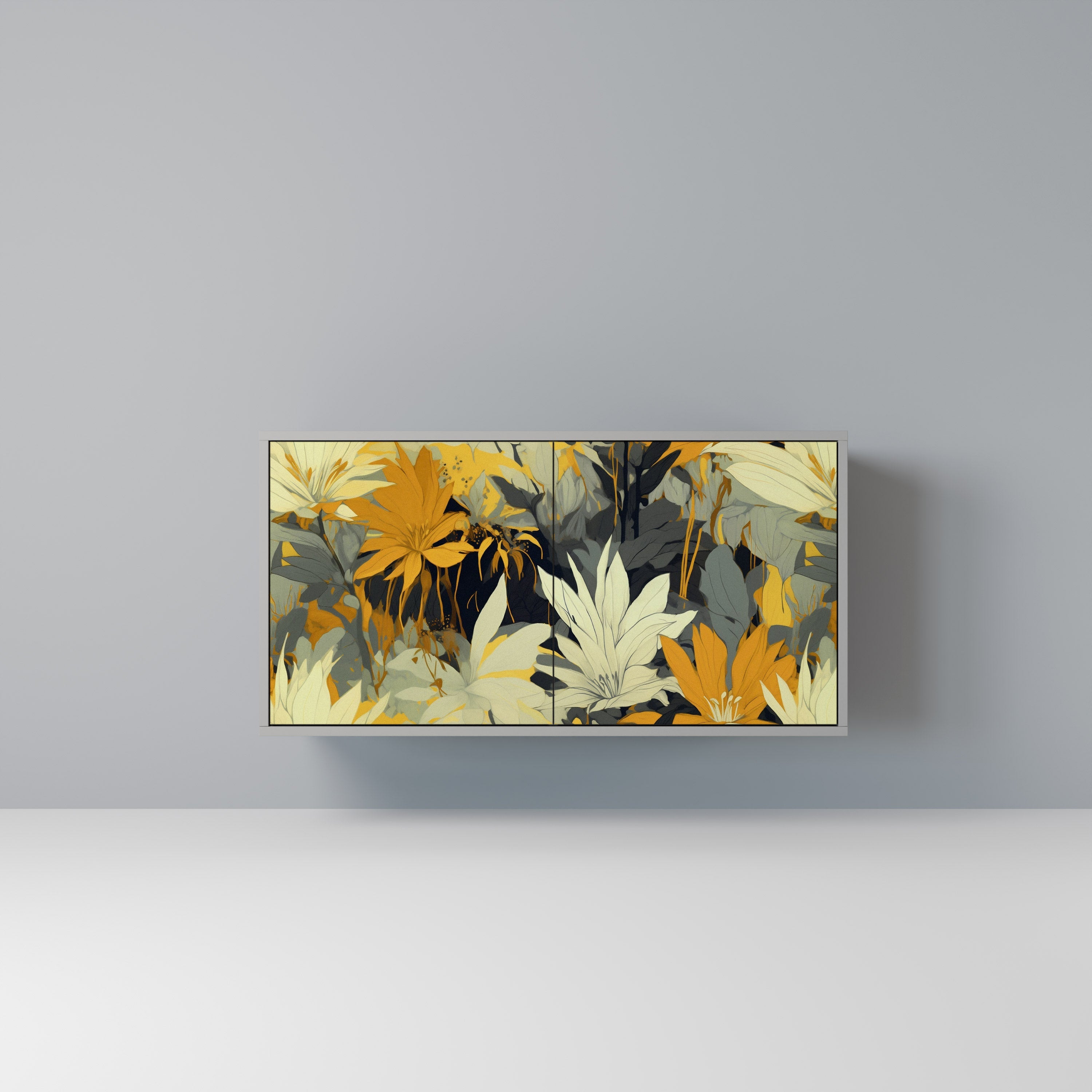 Buffet 2 portes SUNKISSED LILY, finition grise