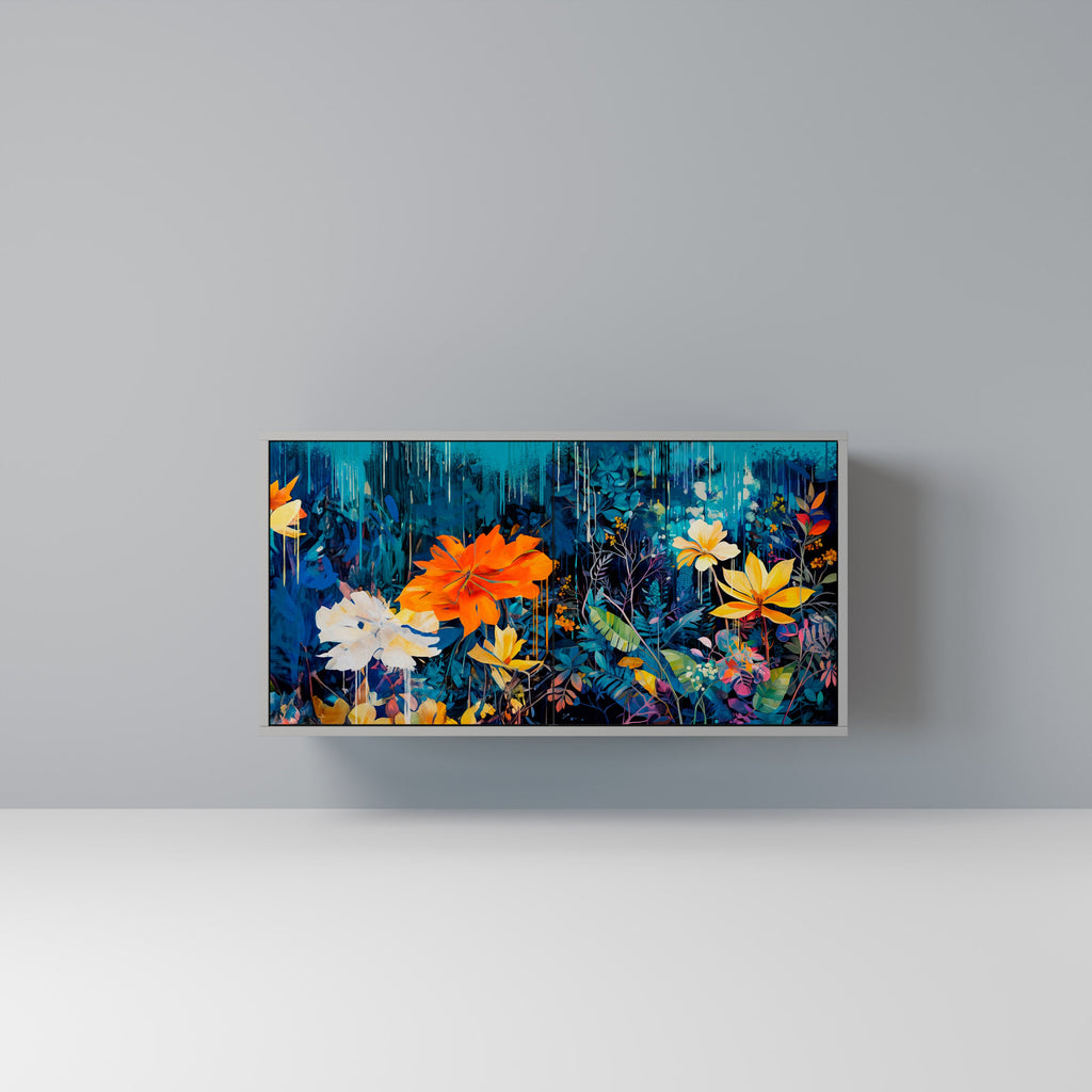 Buffet 2 portes MIDNIGHT BLOSSOM finition grise