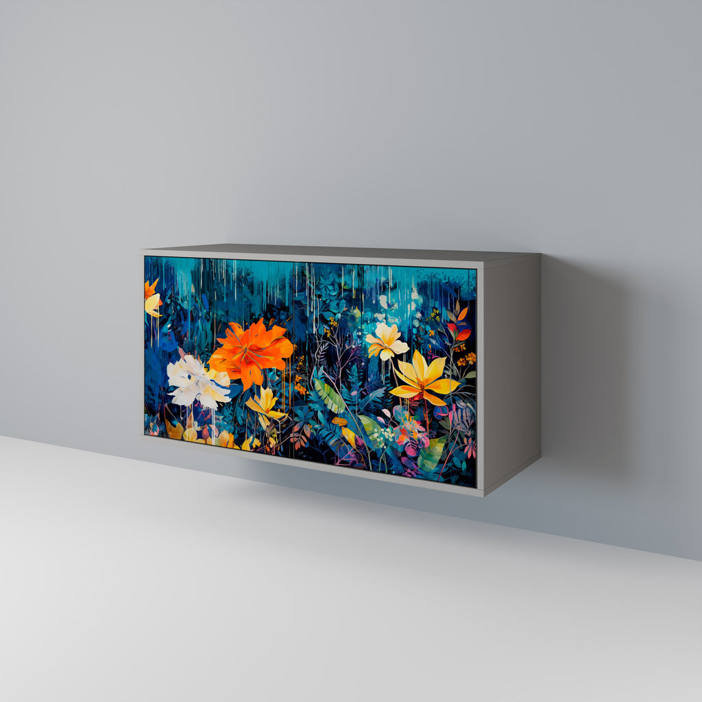 Buffet 2 portes MIDNIGHT BLOSSOM finition grise