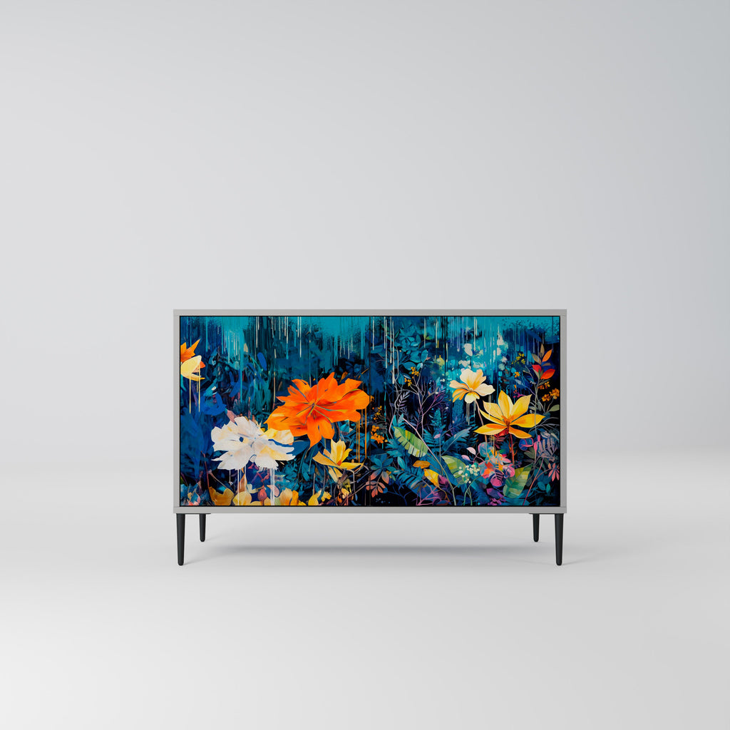 Buffet 2 portes MIDNIGHT BLOSSOM finition grise