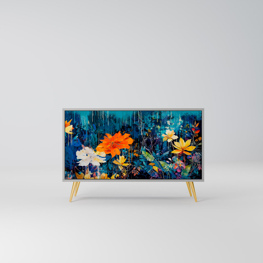 Buffet 2 portes MIDNIGHT BLOSSOM finition grise