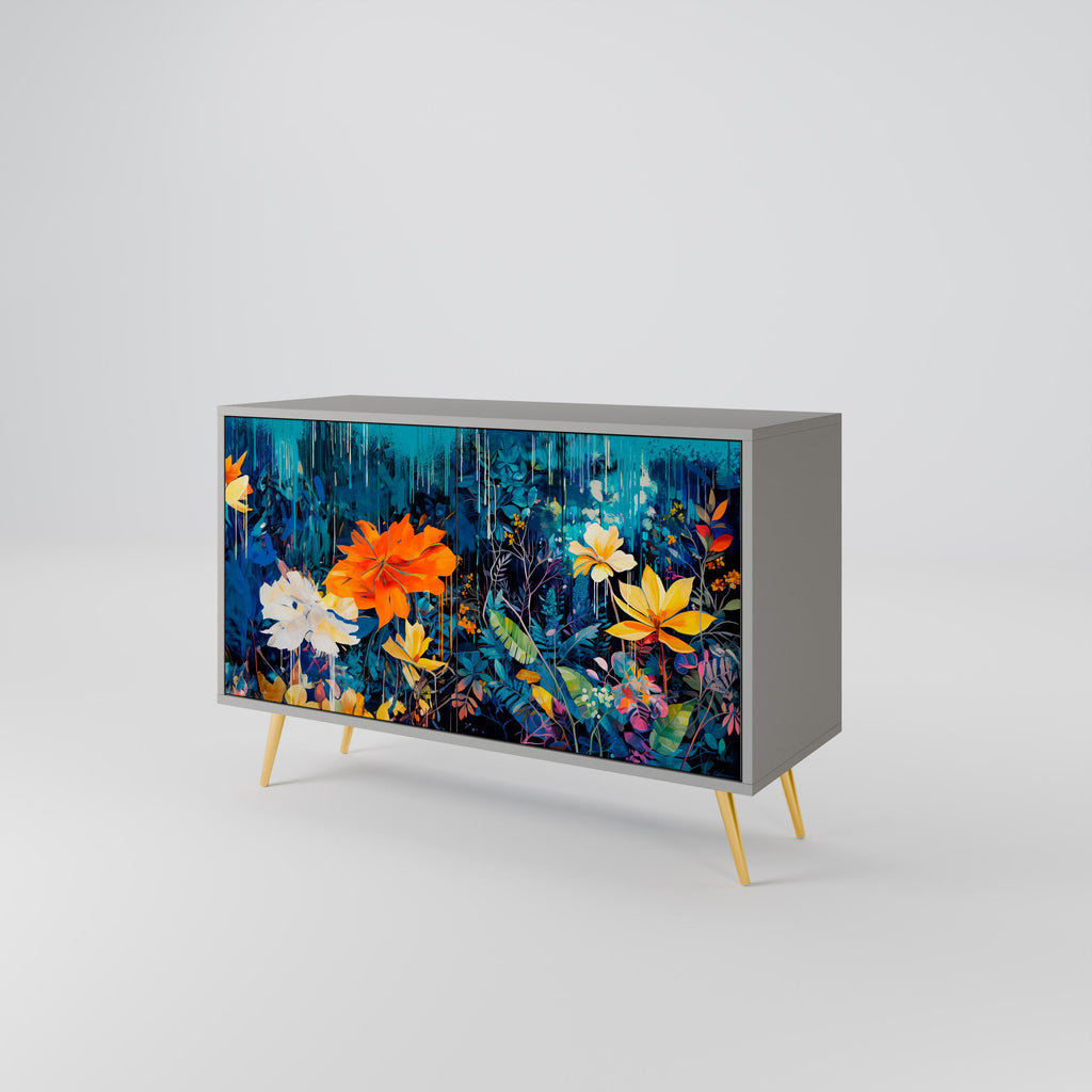 Buffet 2 portes MIDNIGHT BLOSSOM finition grise