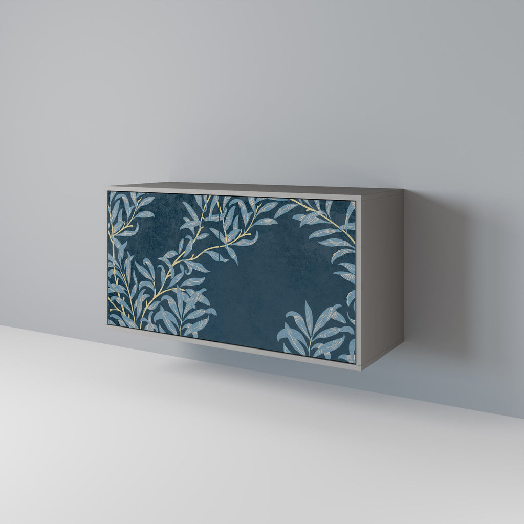 Buffet 2 portes BLUE LEAVES en finition grise