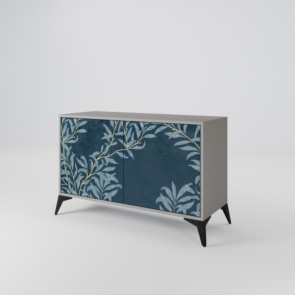 Buffet 2 portes BLUE LEAVES en finition grise