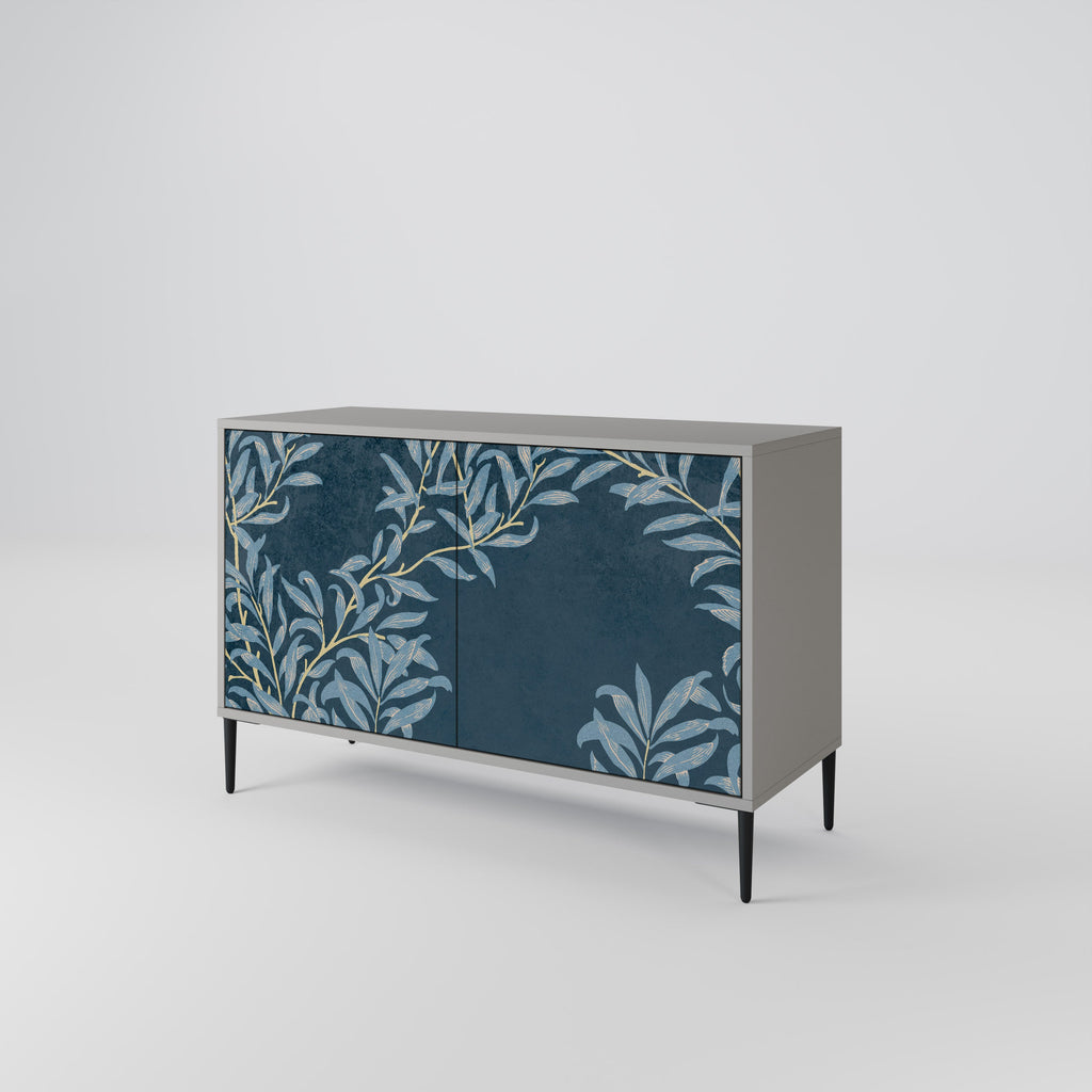 Buffet 2 portes BLUE LEAVES en finition grise