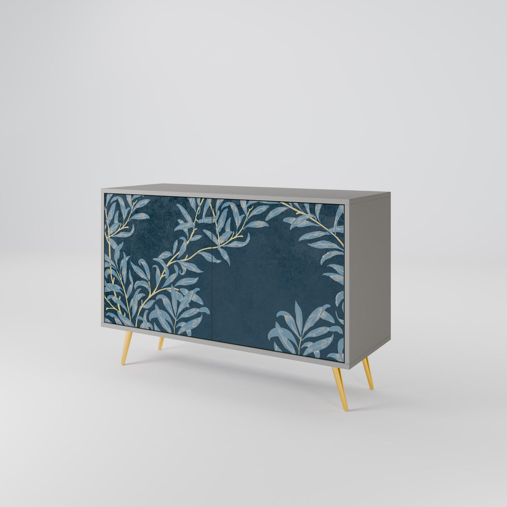 Buffet 2 portes BLUE LEAVES en finition grise