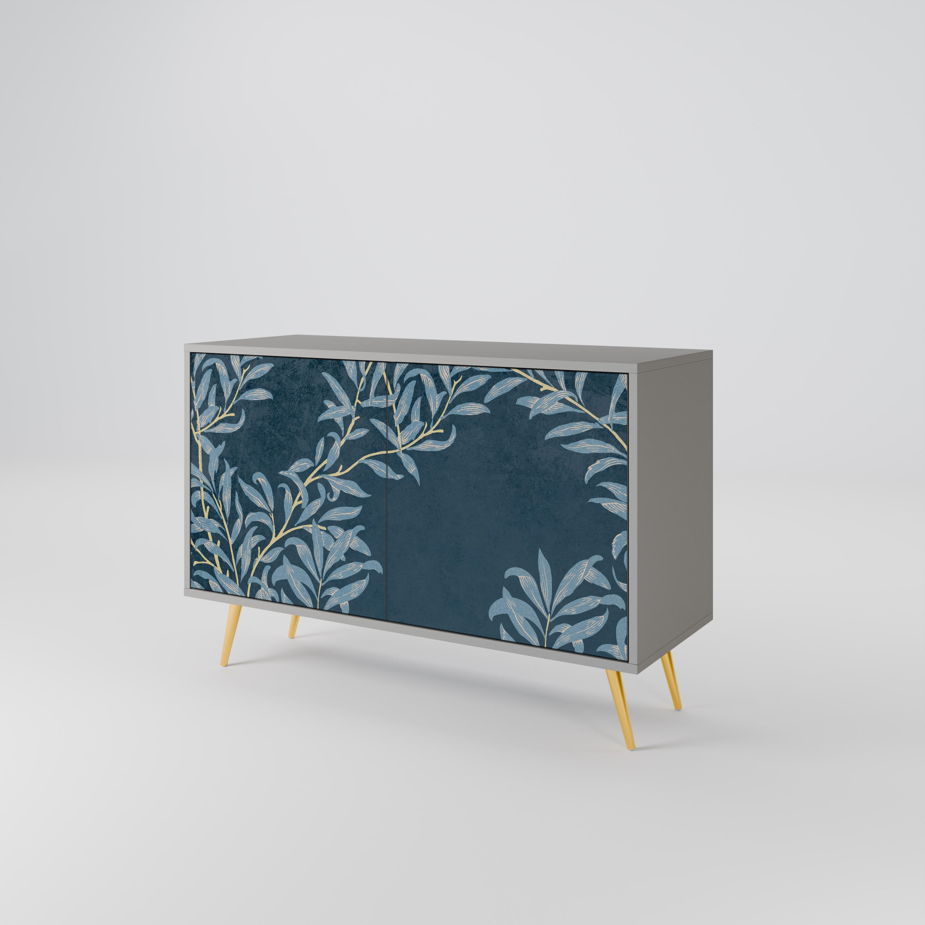 Buffet 2 portes BLUE LEAVES en finition grise