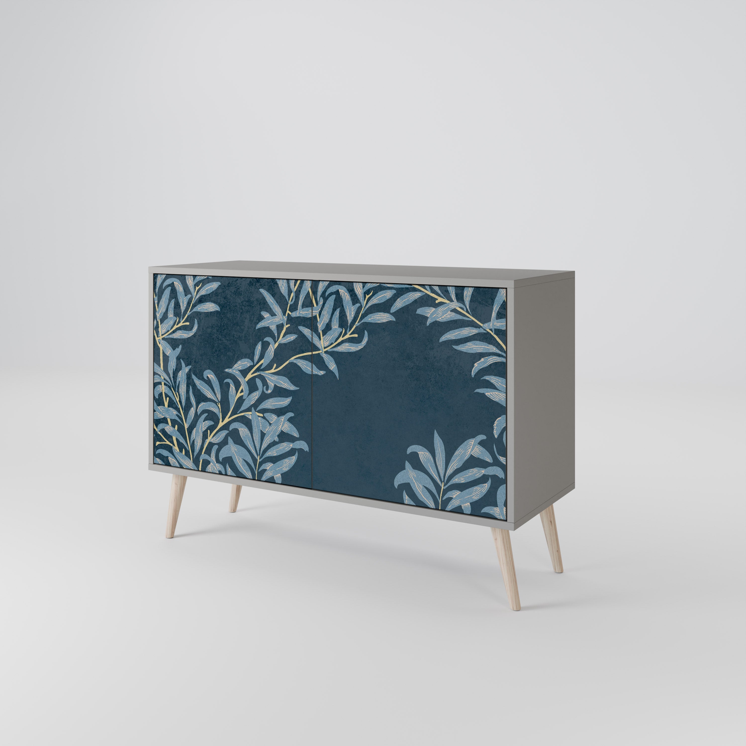 Buffet 2 portes BLUE LEAVES en finition grise