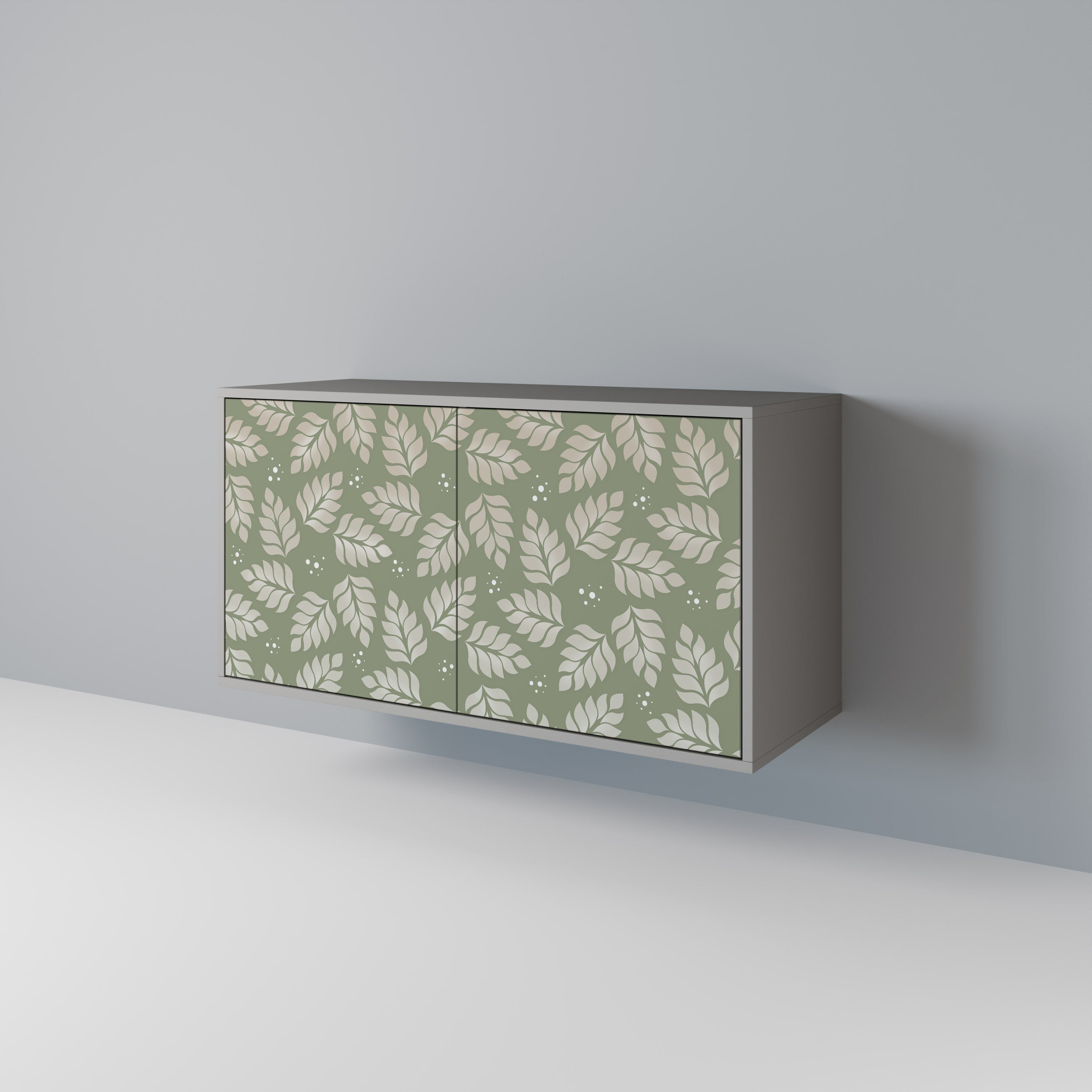 Buffet 2 portes LEAVES ON GREEN, finition grise