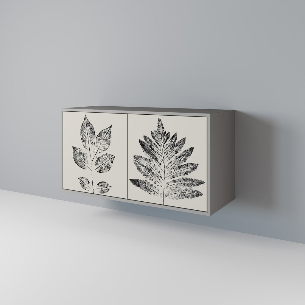 LEAFY STAMPS 2-Door Sideboard in Grey Finish
