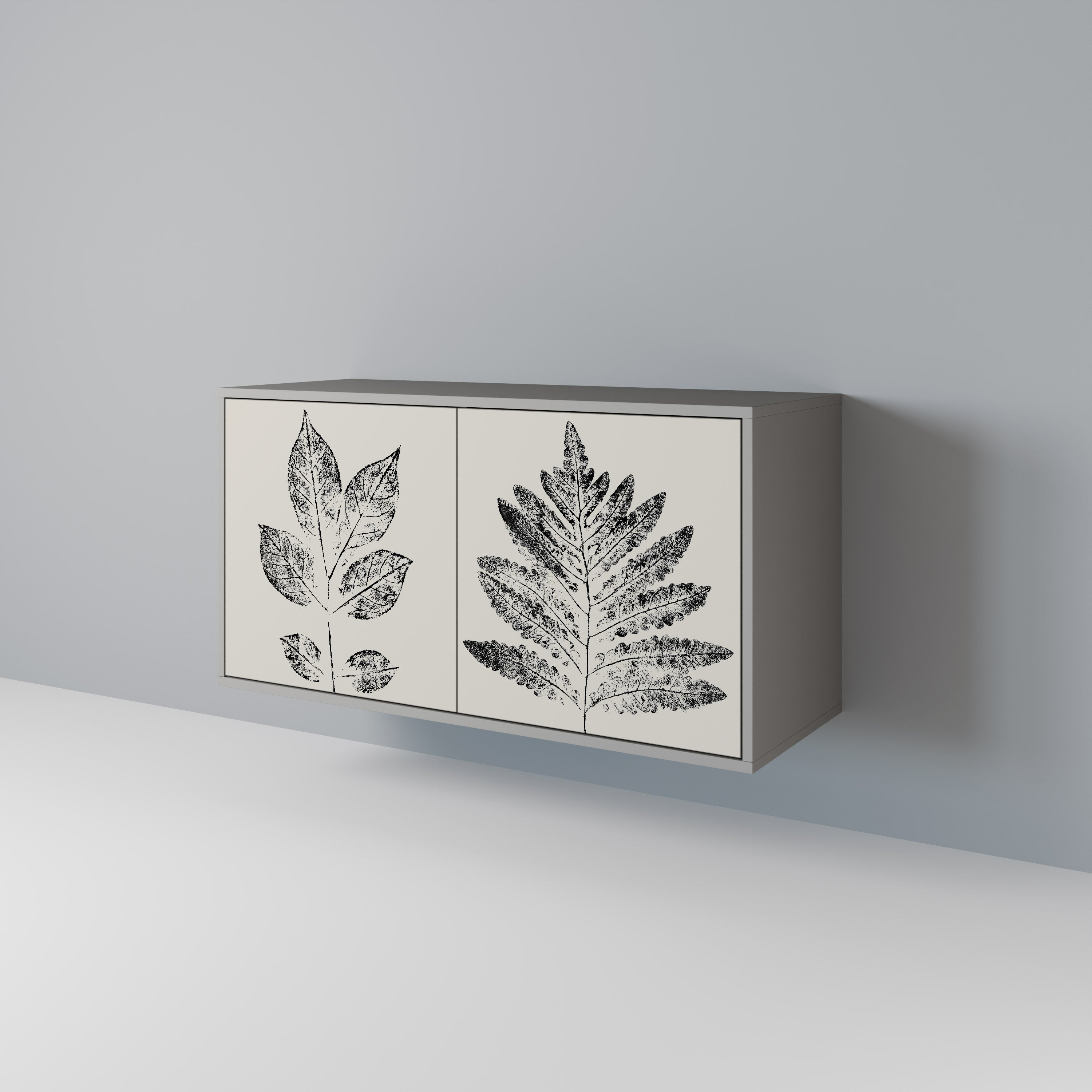Buffet 2 portes LEAFY STAMPS finition grise