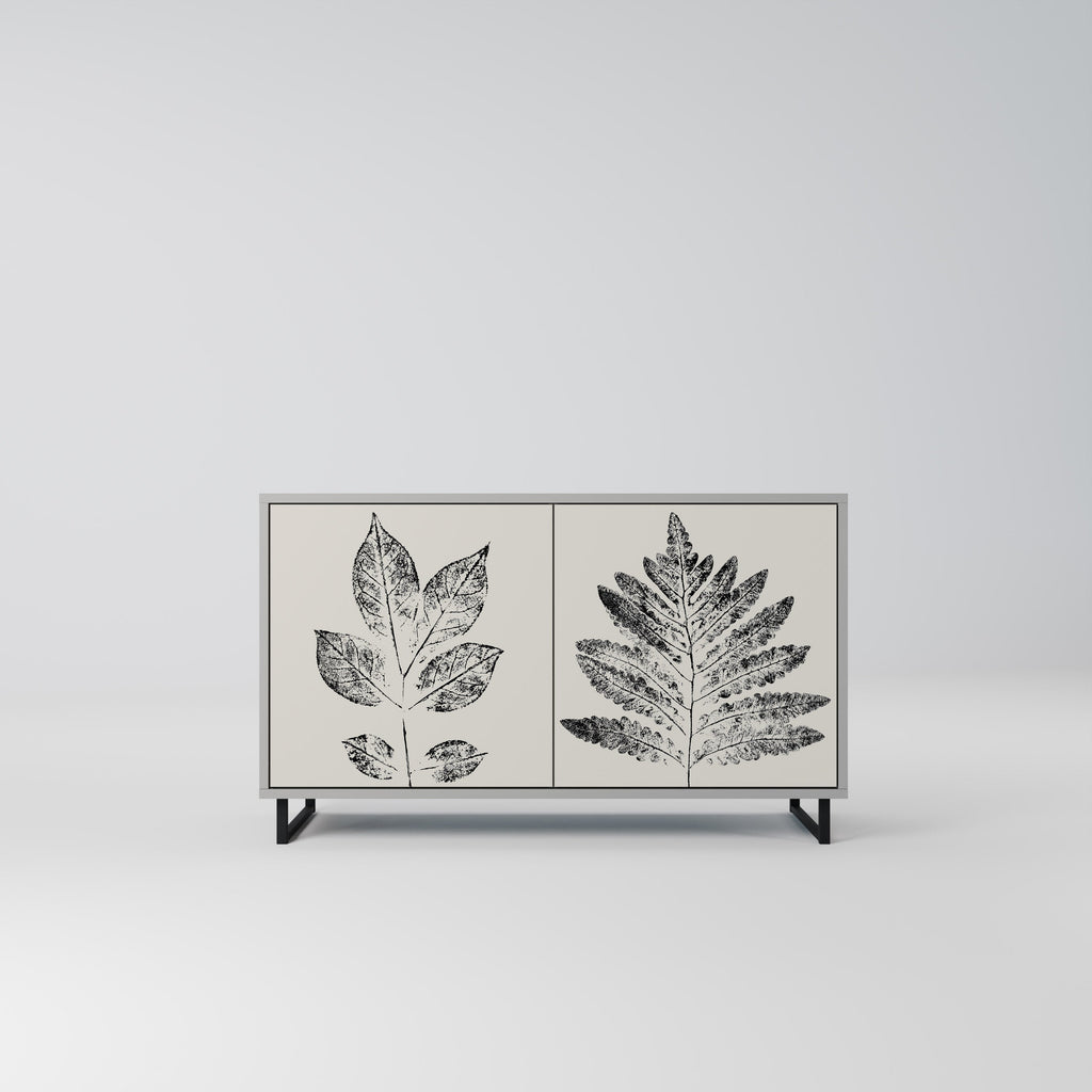 LEAFY STAMPS 2-Door Sideboard in Grey Finish